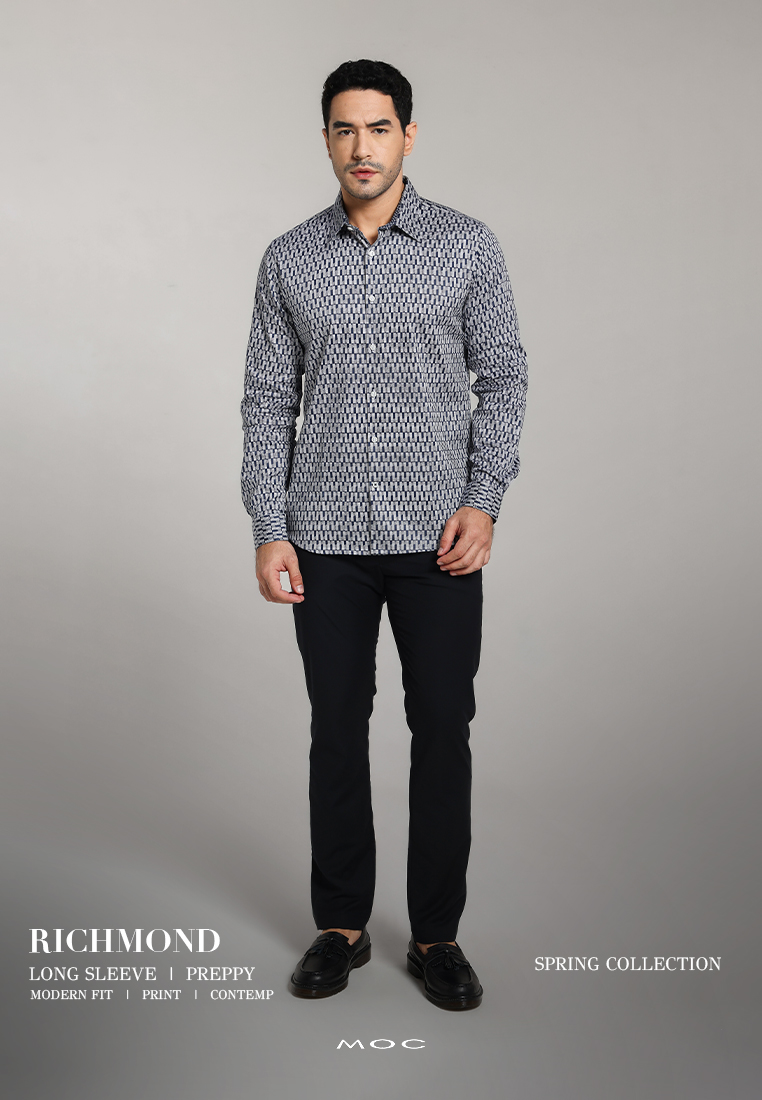 MOC - Kemeja Motif Pria Lengan Panjang Richmond - Navy