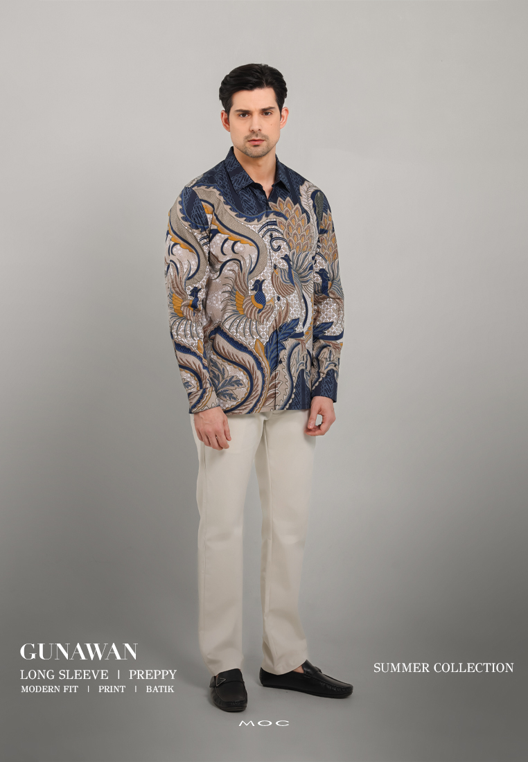 MOC - Kemeja Batik Pria Lengan Panjang Gunawan - Khaki