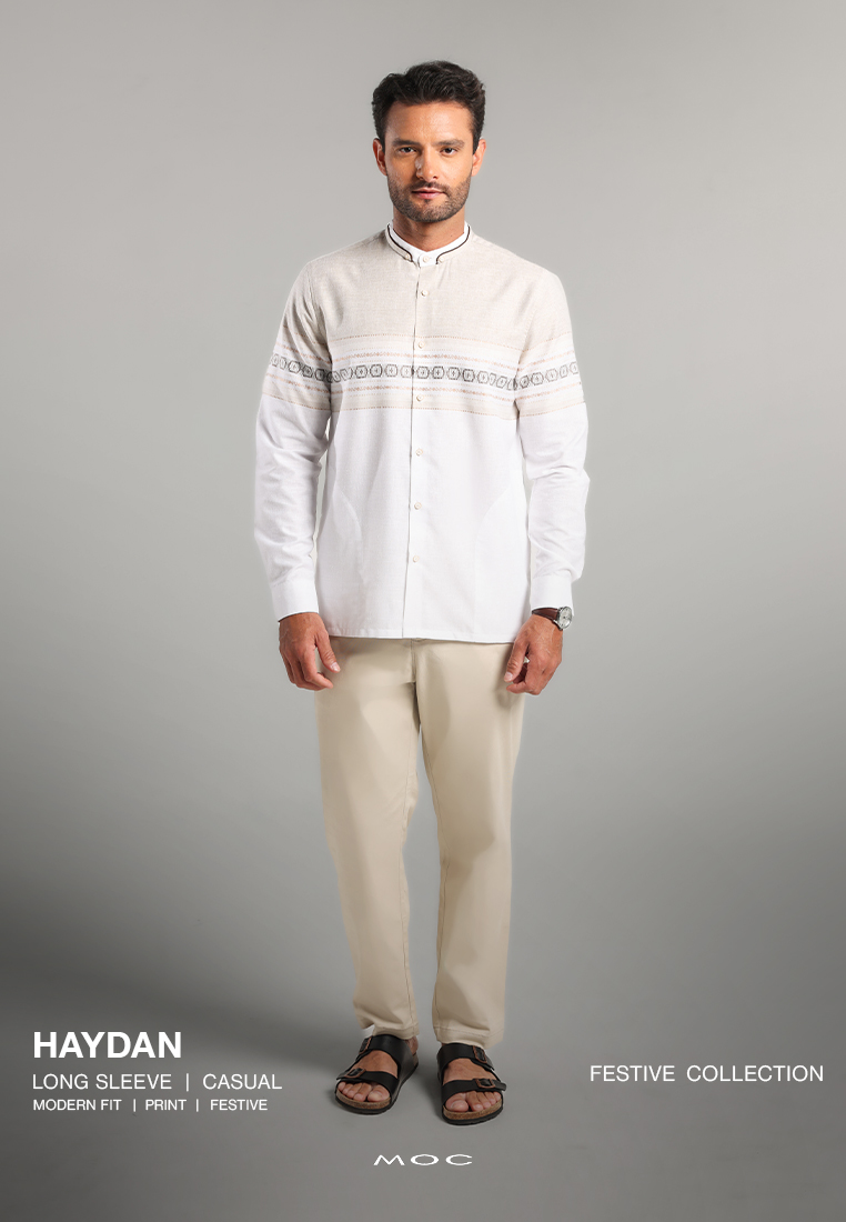 MOC Kemeja Koko Lengan Panjang Pria Haydan - Khaki