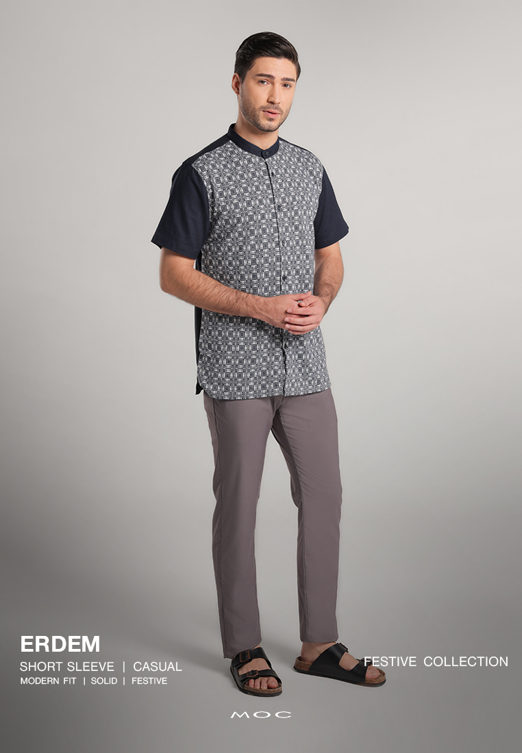 MOC - Kemeja Shanghai Lengan Pendek Pria Erdem - Navy