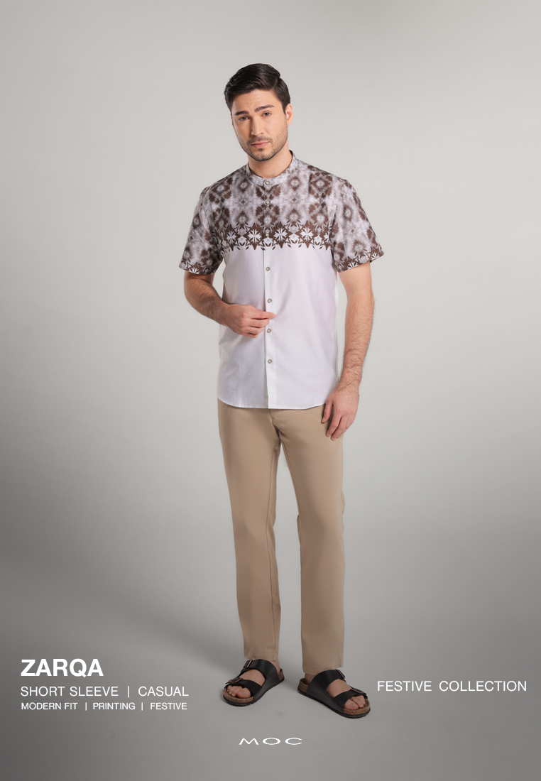 MOC - Kemeja Batik Shanghai Lengan Pendek Zarqa - Brown