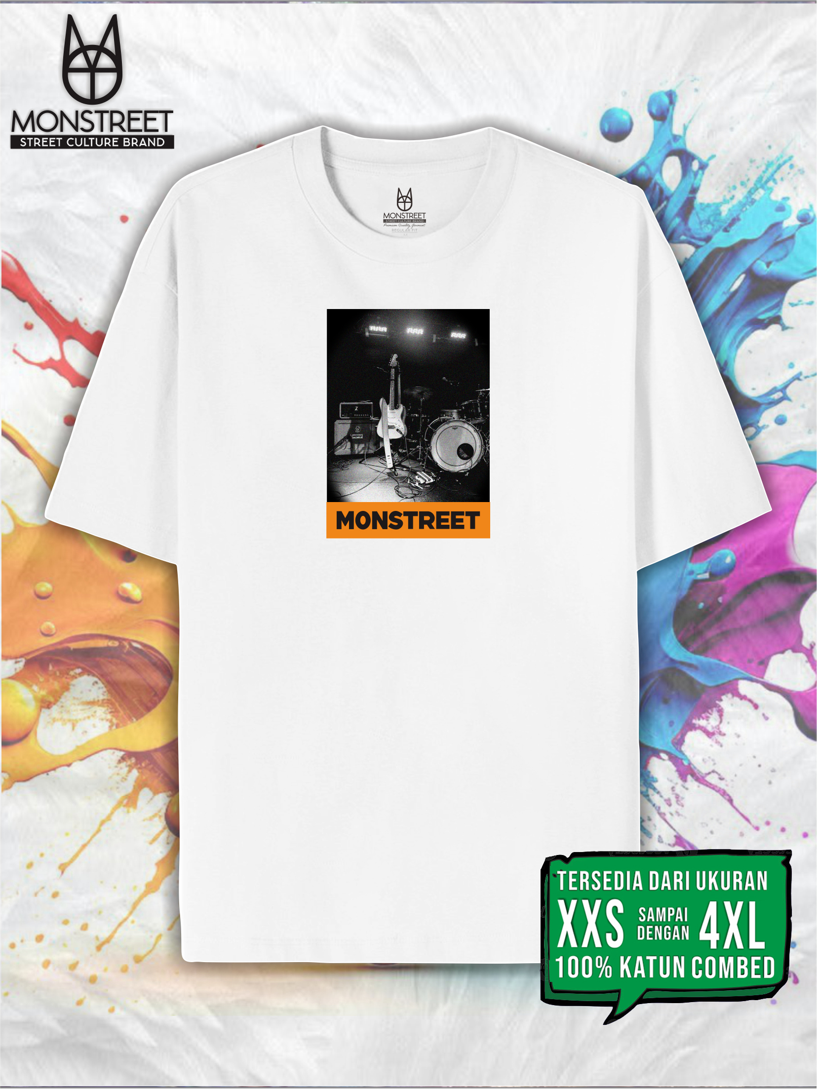 Monstreet Kaos Katun Combed 24S Grafis Reguler Fit Putih Tshirt UTR30 Cotton Combed 24S Graphic Tshi