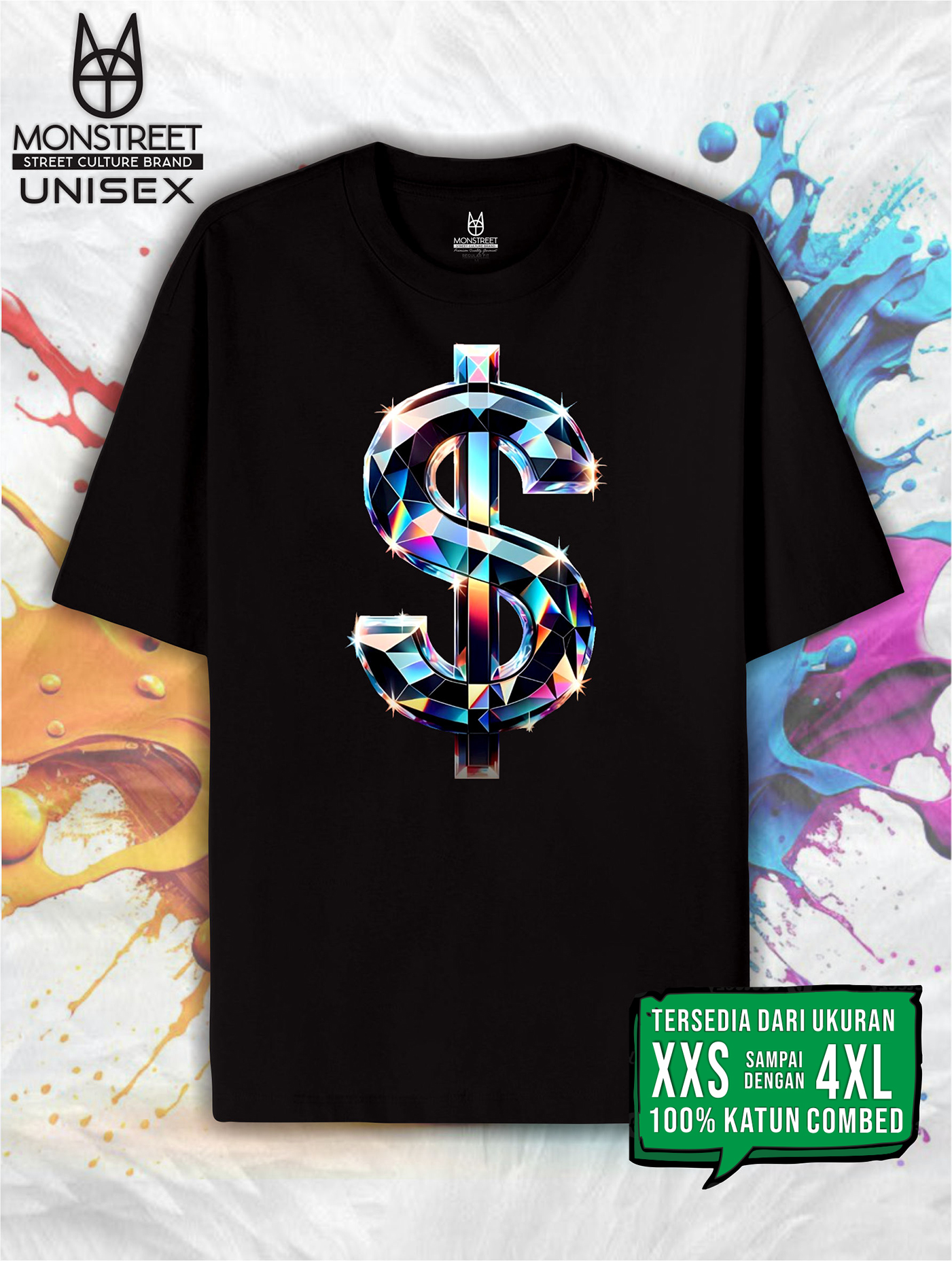 Monstreet Kaos Katun Combed 24S Grafis Reguler Fit Hitam Tshirt UTR145 Cotton Combed 24S Graphic Tsh