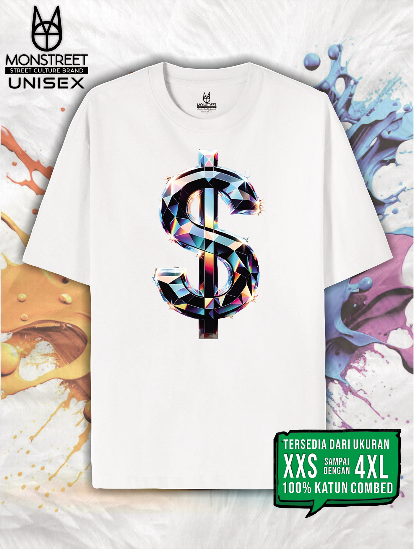 Monstreet Kaos Katun Combed 24S Grafis Reguler Fit Putih Tshirt UTR145 Cotton Combed 24S Graphic Tsh