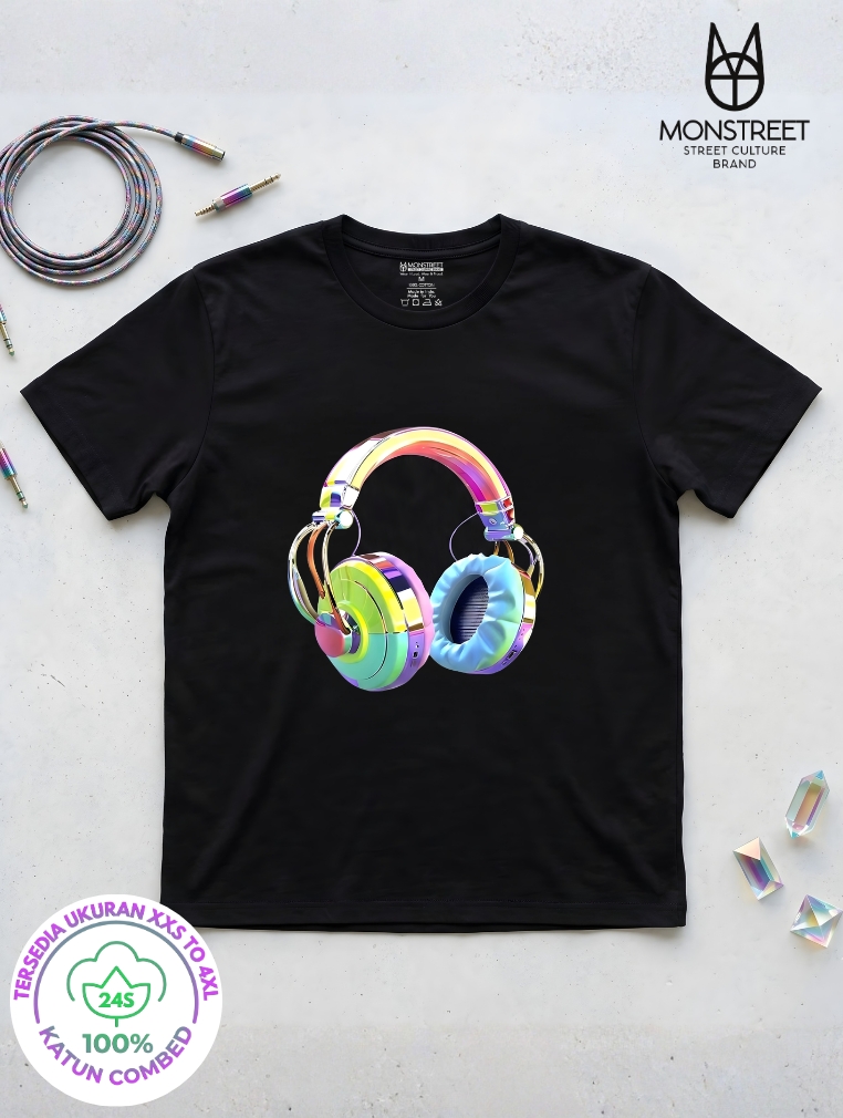 Monstreet Kaos Katun Combed 24S Grafis Reguler Fit Hitam Tshirt UTR16 Cotton Combed 24S Graphic Tshi