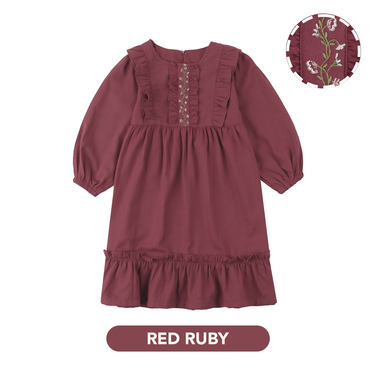 Mooi Heartmade Mooi Dress Anak Gamis Anak Perempuan Raya Collection Larissa Dress - Red Ruby