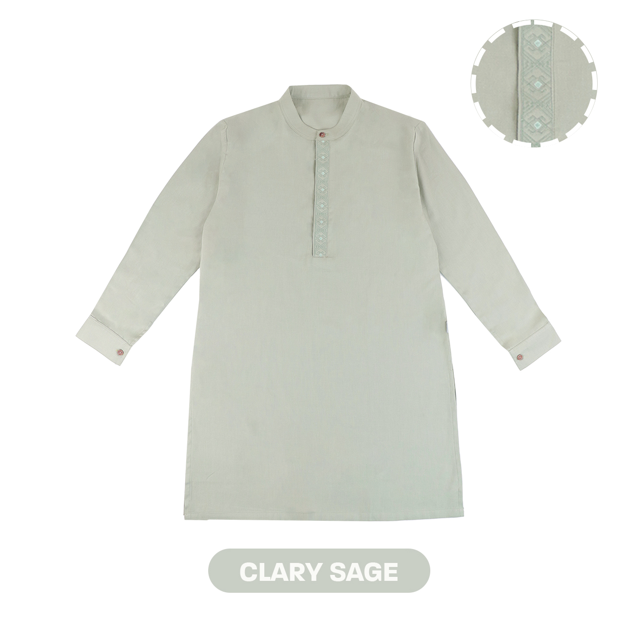 Mooi Heartmade Mooi Atasan Pria Kemeja Pria Naqa Koko - Clary Sage