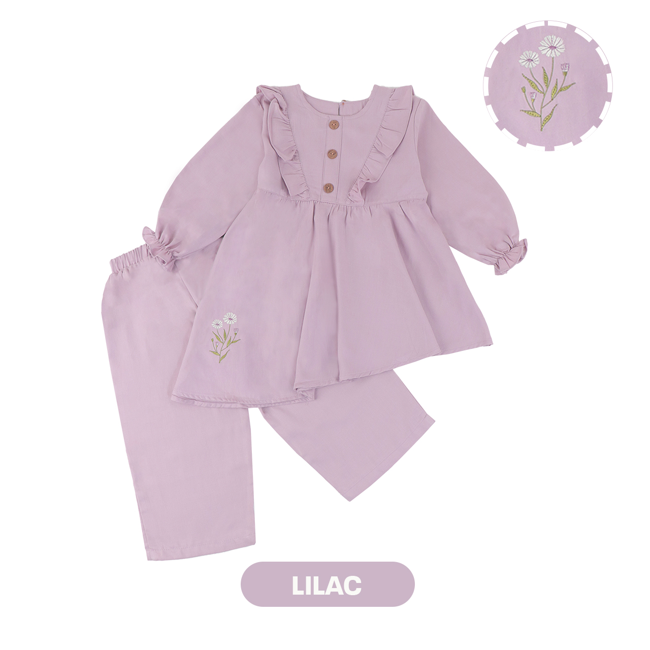 Mooi Heartmade Mooi Setelan Anak Perempuan Xavia Tunik Set - Lilac