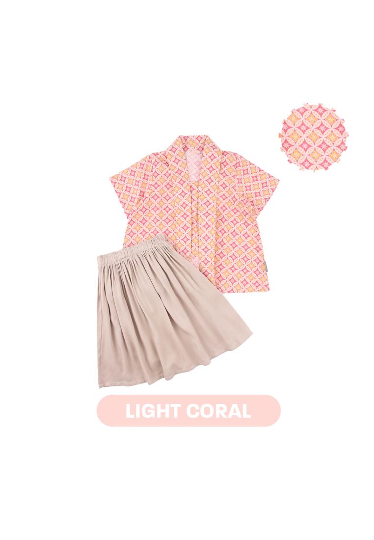 Mooi Heartmade Mooi Setelan Batik Anak Perempuan Kamala Set Kebaya - Light Coral