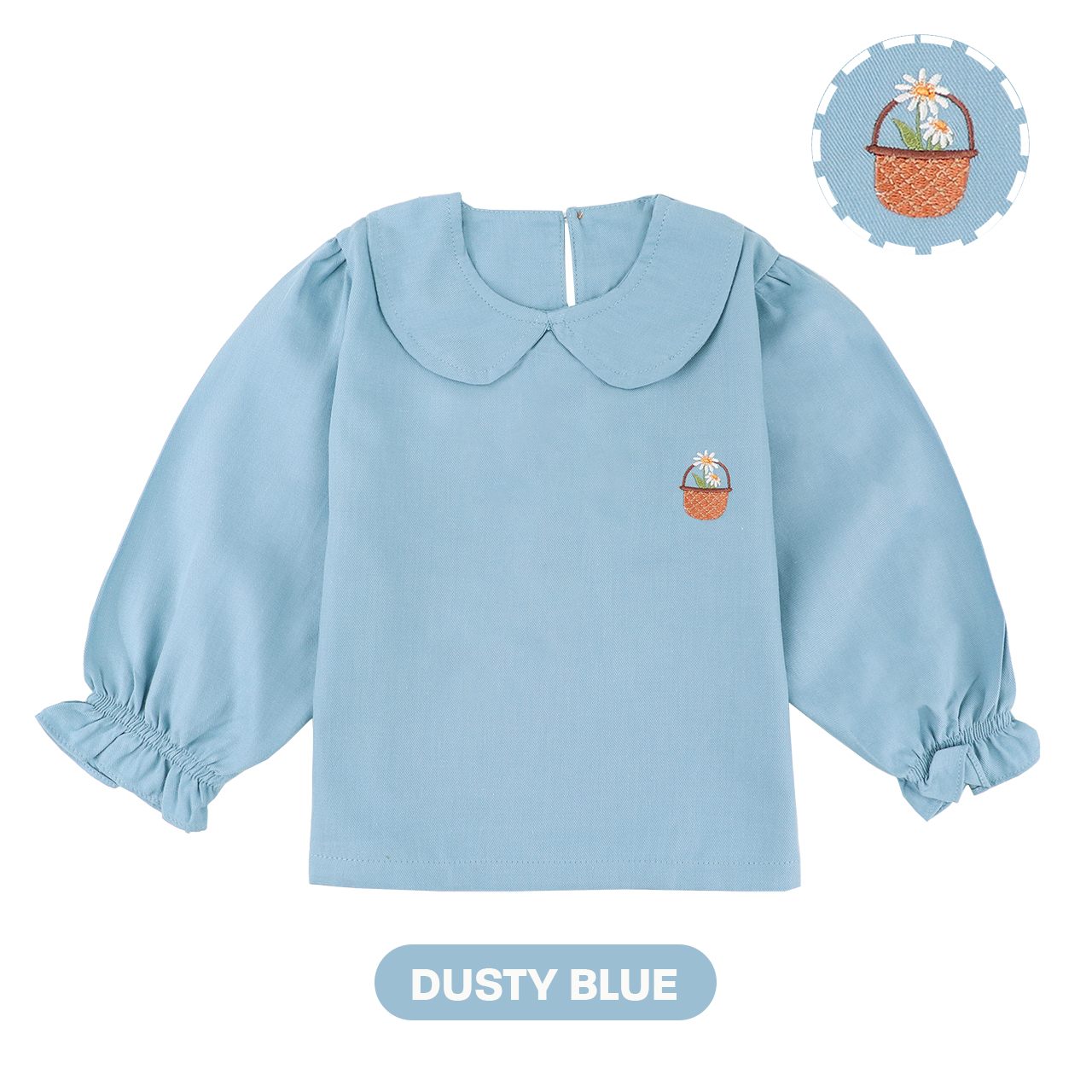 Mooi Heartmade Mooi Atasan Anak Perempuan Ruby Shirt - Dusty Blue