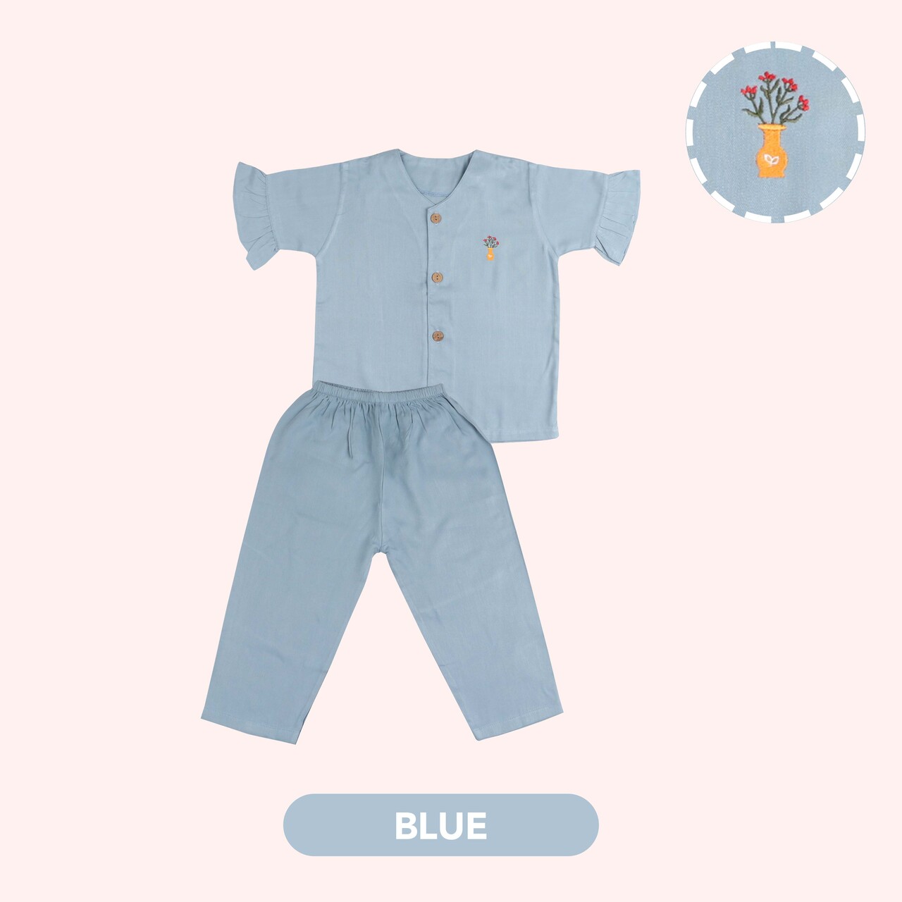 Mooi Heartmade Mooi Piyama Anak Baju Tidur Anak Ayumi Set - Blue
