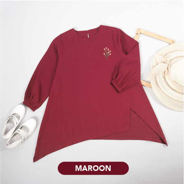 Mooi Heartmade Mooi Tunik Wanita Atasan Wanita Mecca Tunik - Maroon