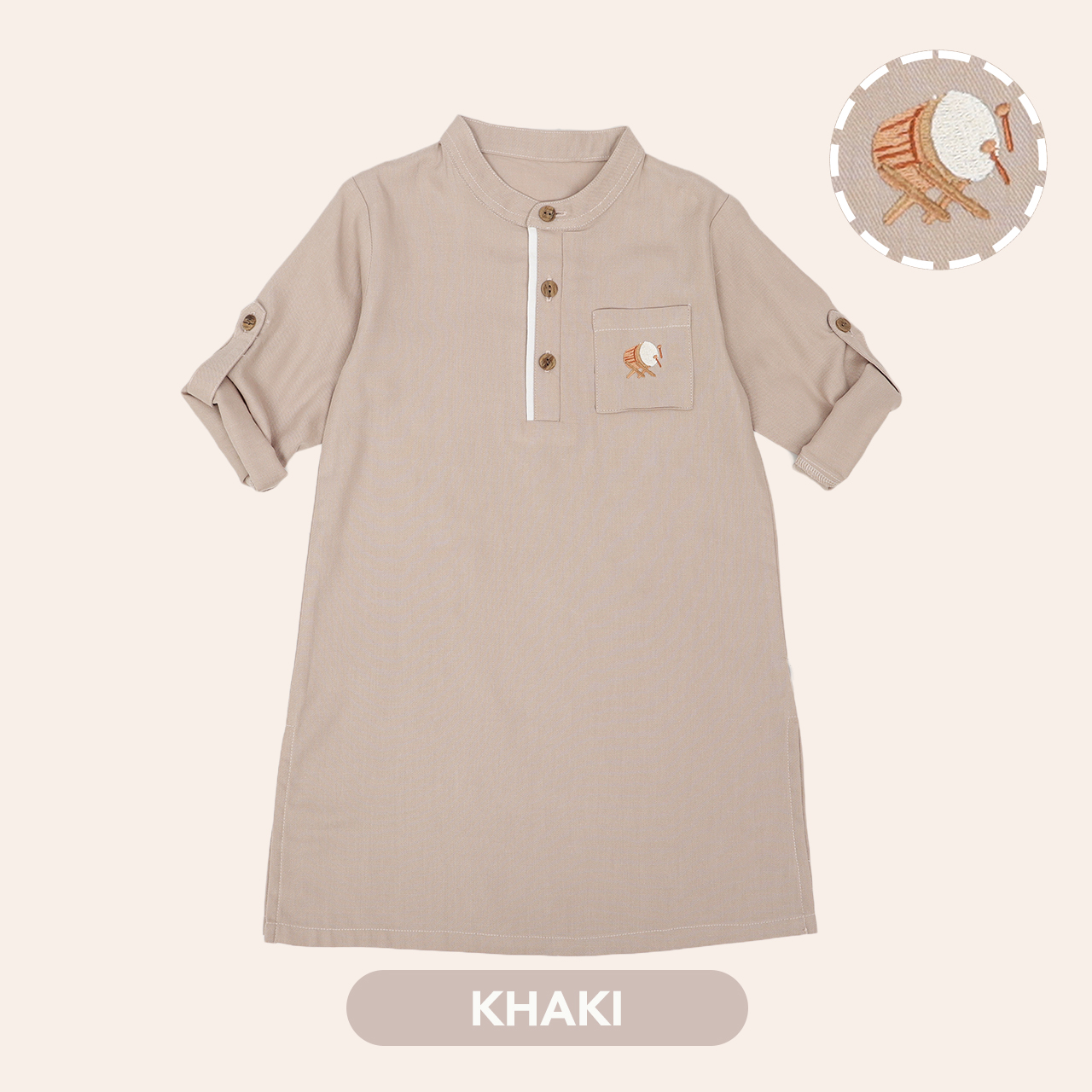 Mooi Heartmade Mooi Atasan Anak Laki-Laki Khafi Koko Gamis Anak - Khaki