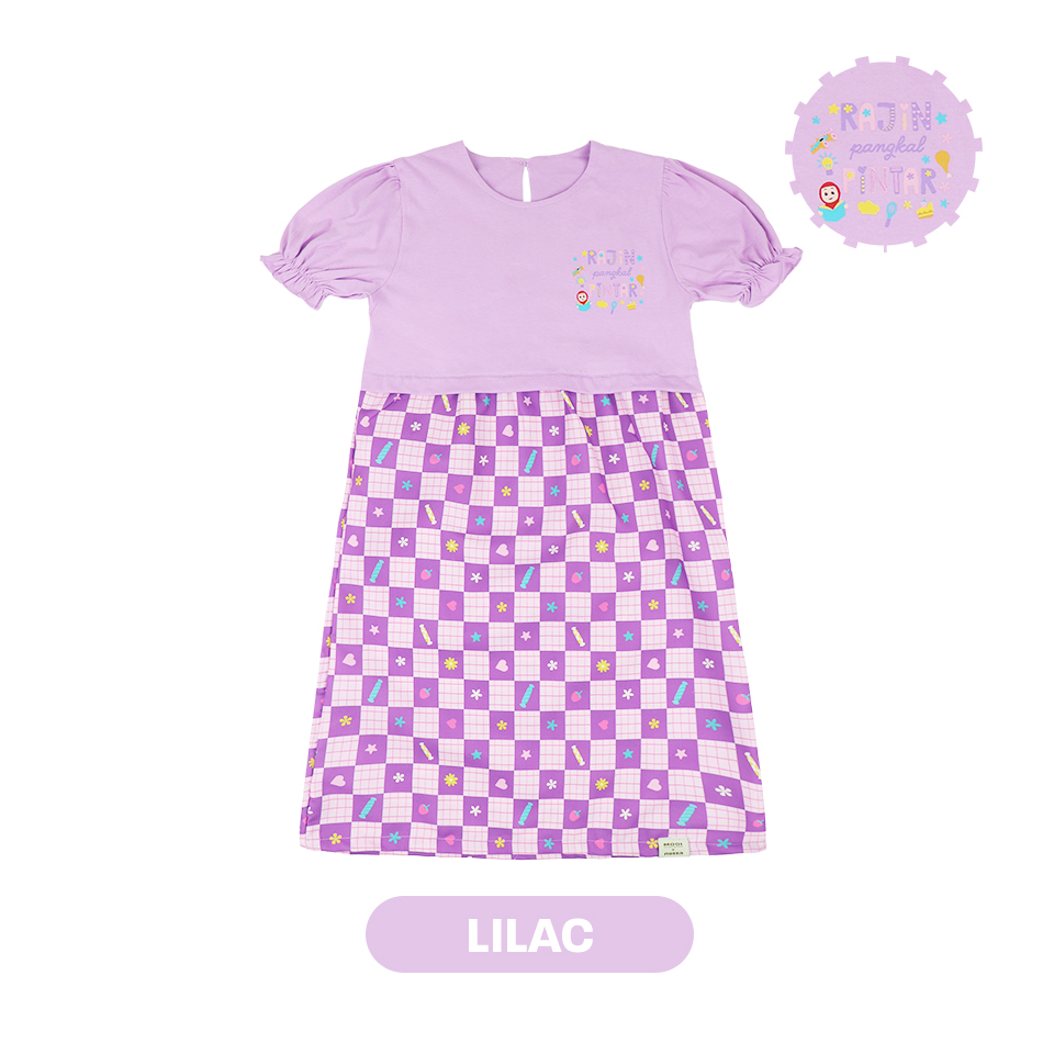 Mooi Heartmade Mooi x Nussa Dress Anak Perempuan Rarra Dress - Lilac