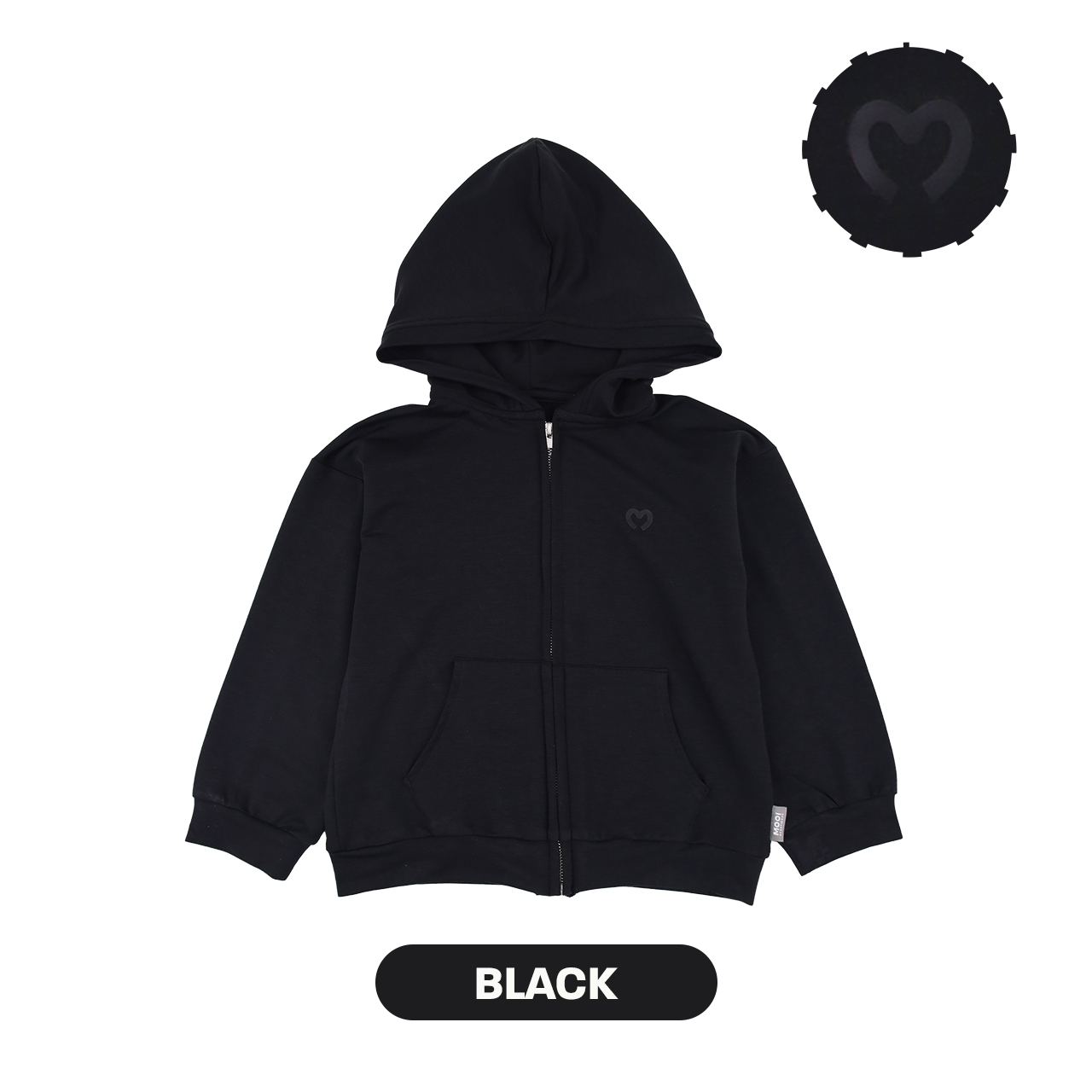 Mooi Heartmade Mooi Atasan Hoodie Panjang Anak Comfy Jacket Hoodie - Black
