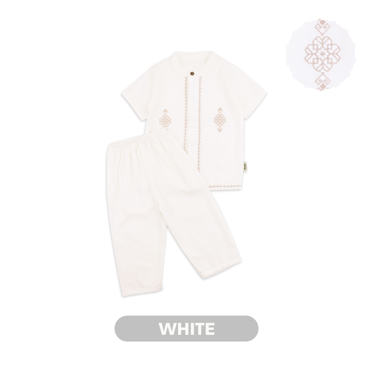 Mooi Heartmade Mooi Arham Koko Set Setelan Koko Anak Raya Collection Basic Series 2026 - White