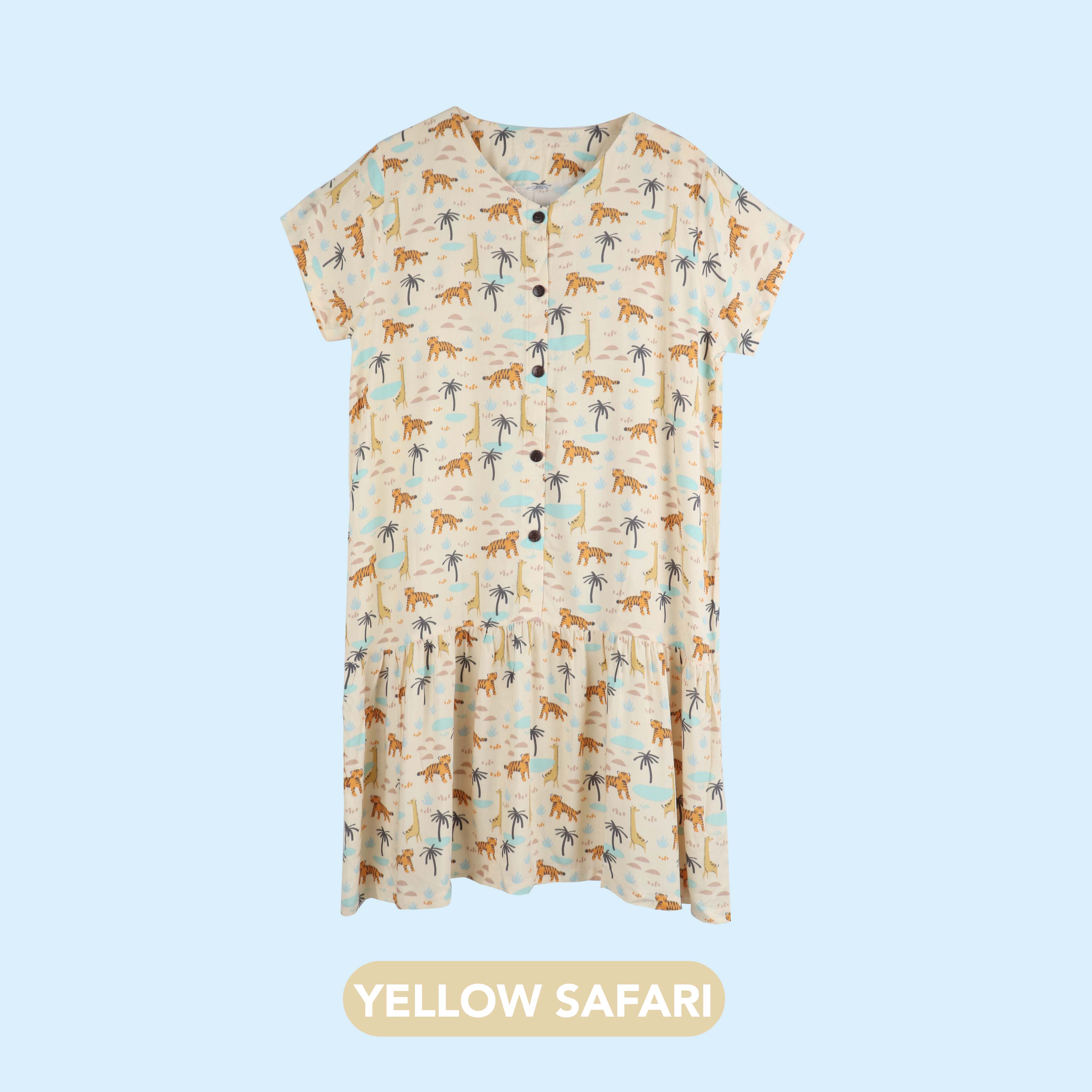 Mooi Heartmade Mooi Piyama Dewasa Dress Collar Mom - Yellow Safari