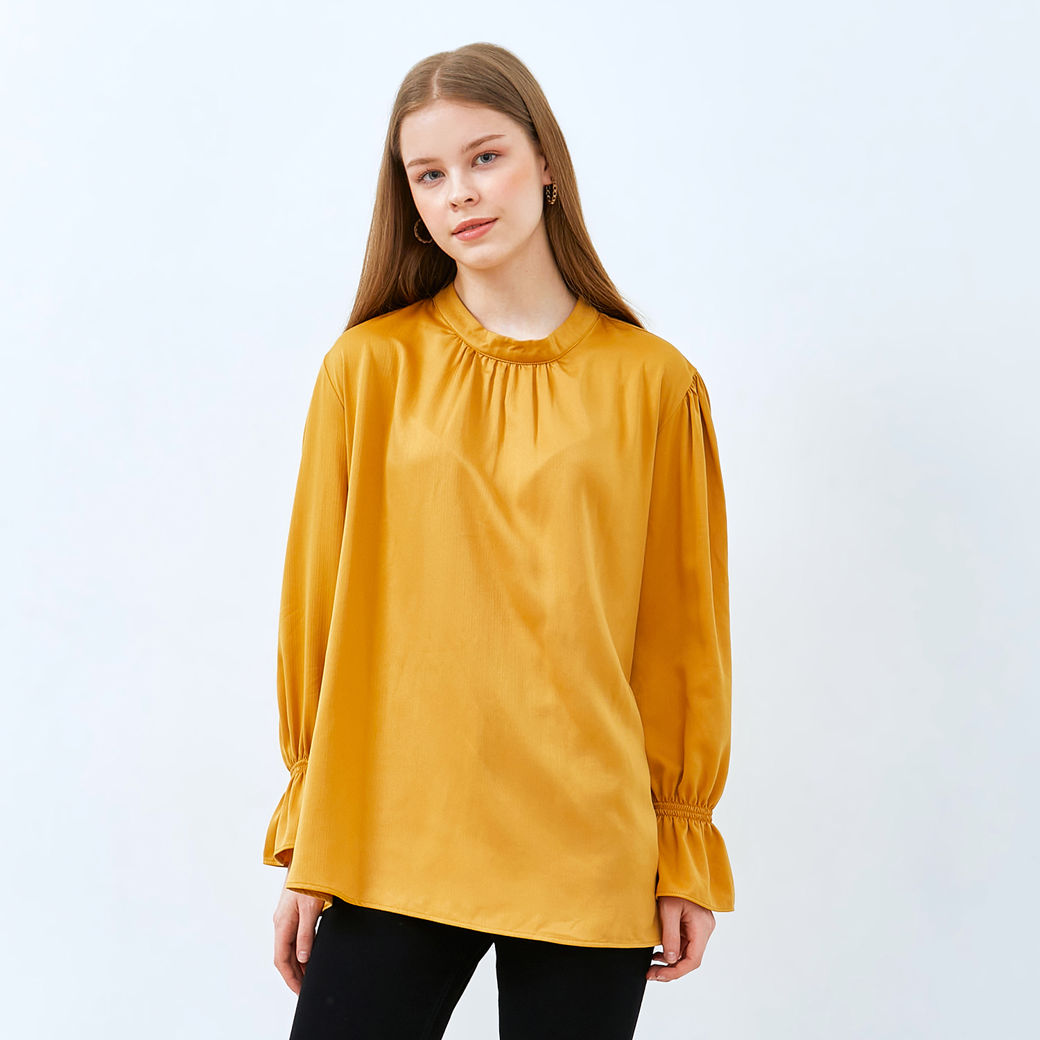 Morphidae - Spica Blouse Wanita Lengan Panjang Warna Kuning