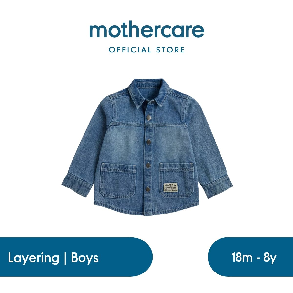 Mothercare Denim Overshirt - Jaket Anak Laki-laki (Biru)