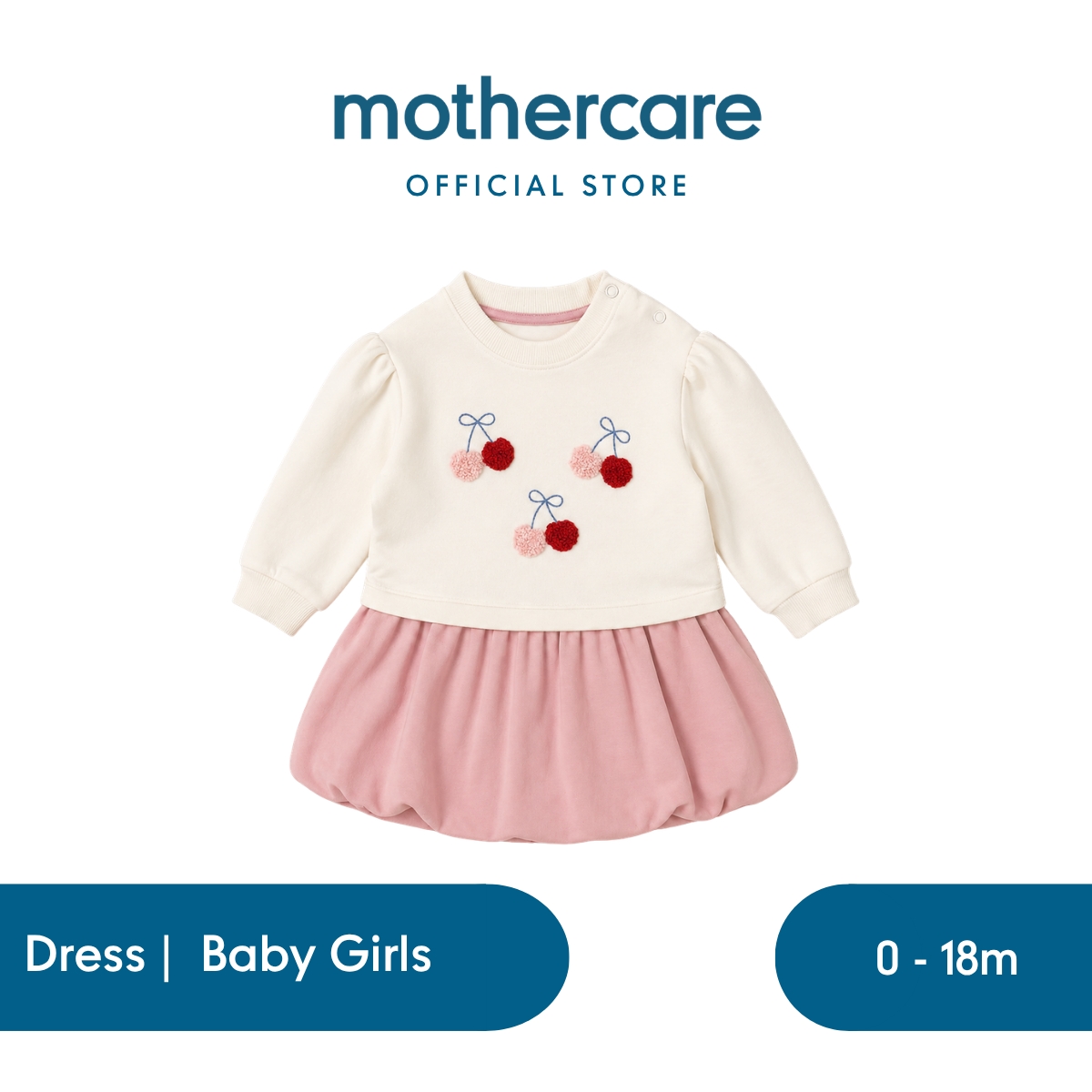Mothercare Puff Ball Twofer Dress - Gaun Anak Bayi Perempuan (Pink)