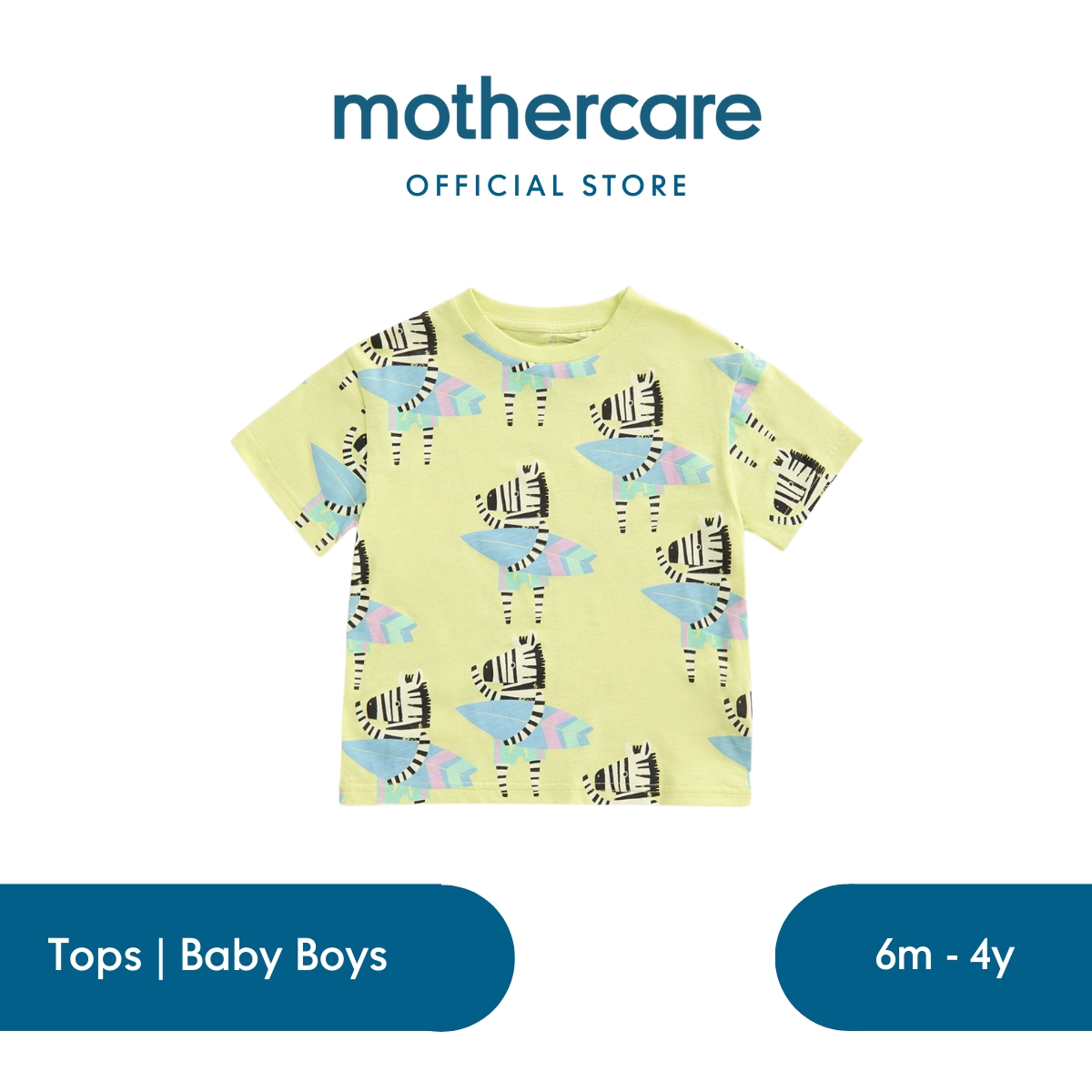 Mothercare Surfing Zebra T-Shirt - Kaos Bayi Laki-laki (Kuning)