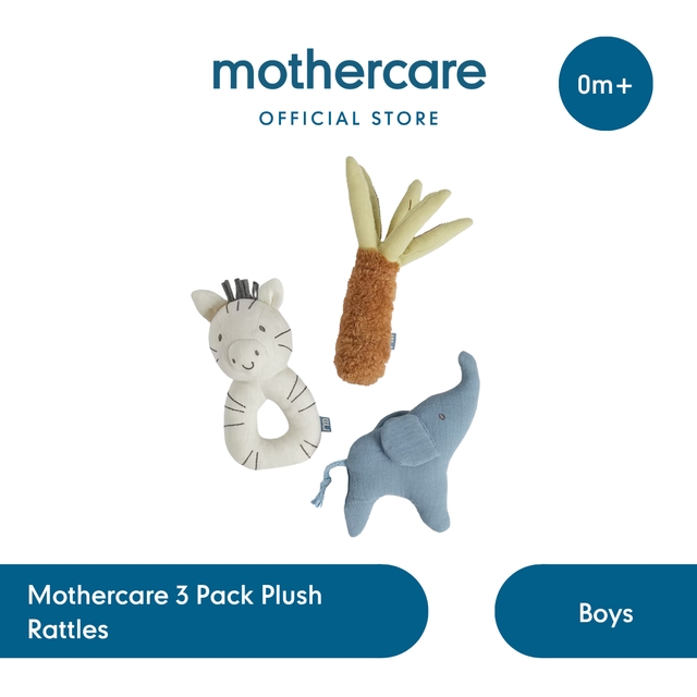 Mothercare 3 Pack Plush Rattles Boys - Mainan Kerincingan Bayi
