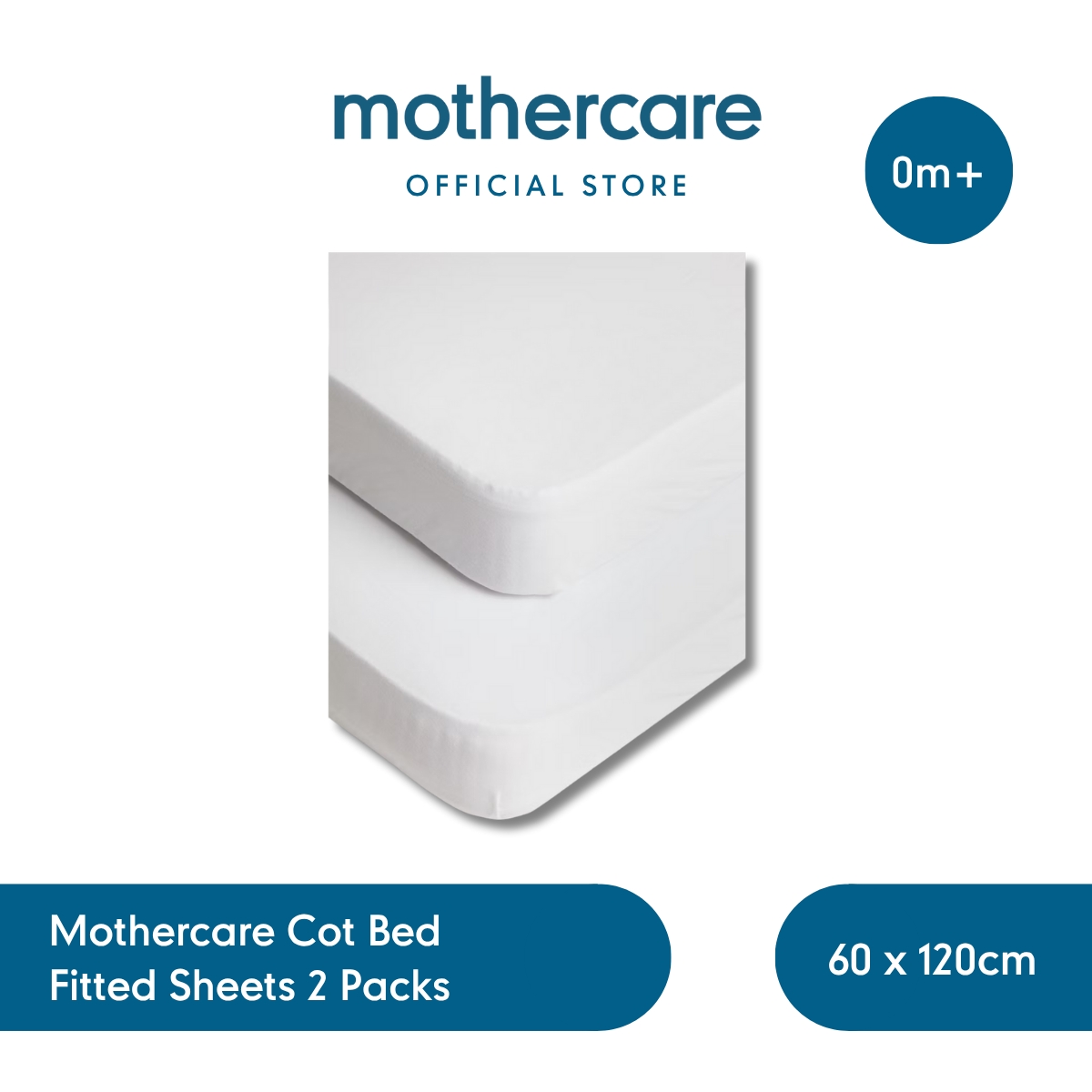 Mothercare Cot Bed Fitted Sheets 2 Packs White 60 x 120 cm - Sprei Kasur Tidur Bayi