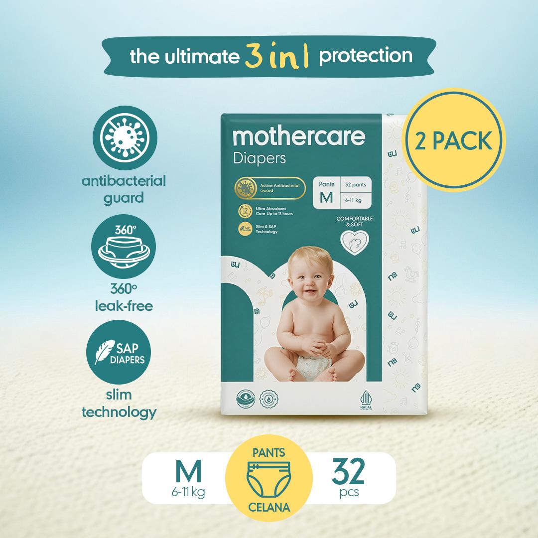 Mothercare 2 PACK Mothercare Diapers Pants M32 - Popok Celana Tape Bayi | Antibakterial | SAP