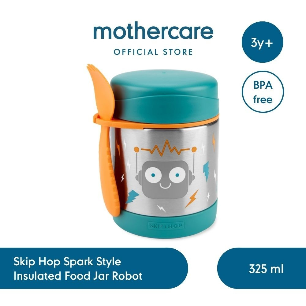 Mothercare Skip Hop Zoo Insulated Little Kid Food Jar Spark Style - Robot -  Termos Makanan Anak Sek