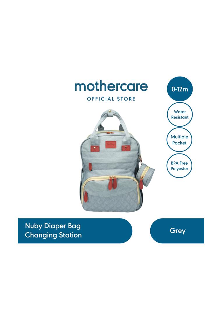 Mothercare Nuby Diaper Bag Changing Station Black - Tas Popok Ransel Multifungsi dengan Alas Ganti P