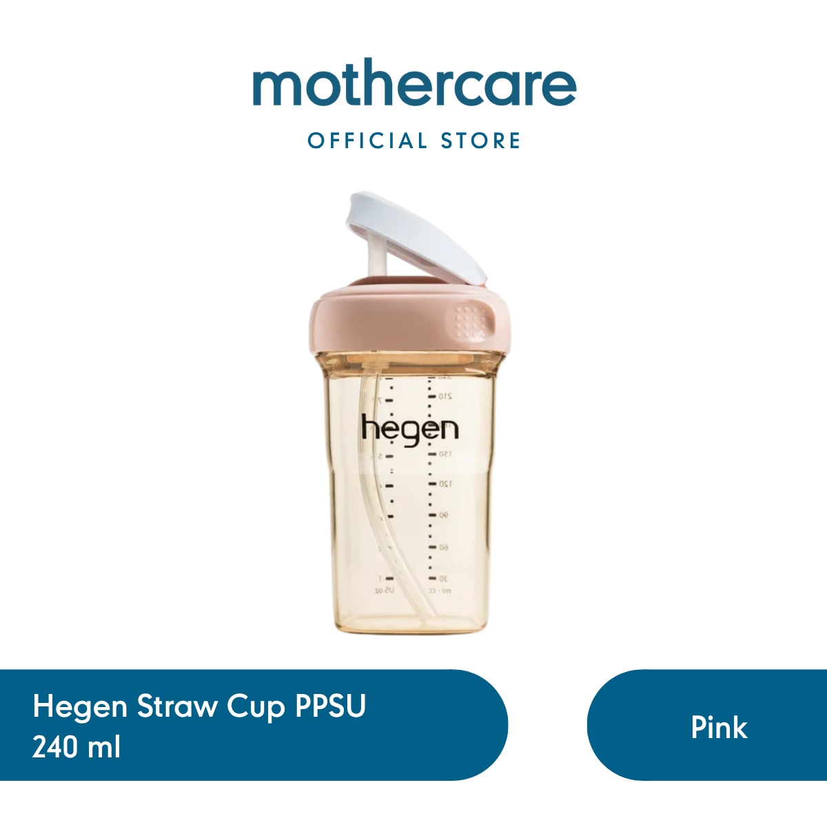 Mothercare Hegen PCTO Straw Cup PPSU 240ml Pink - Botol Minum Anak