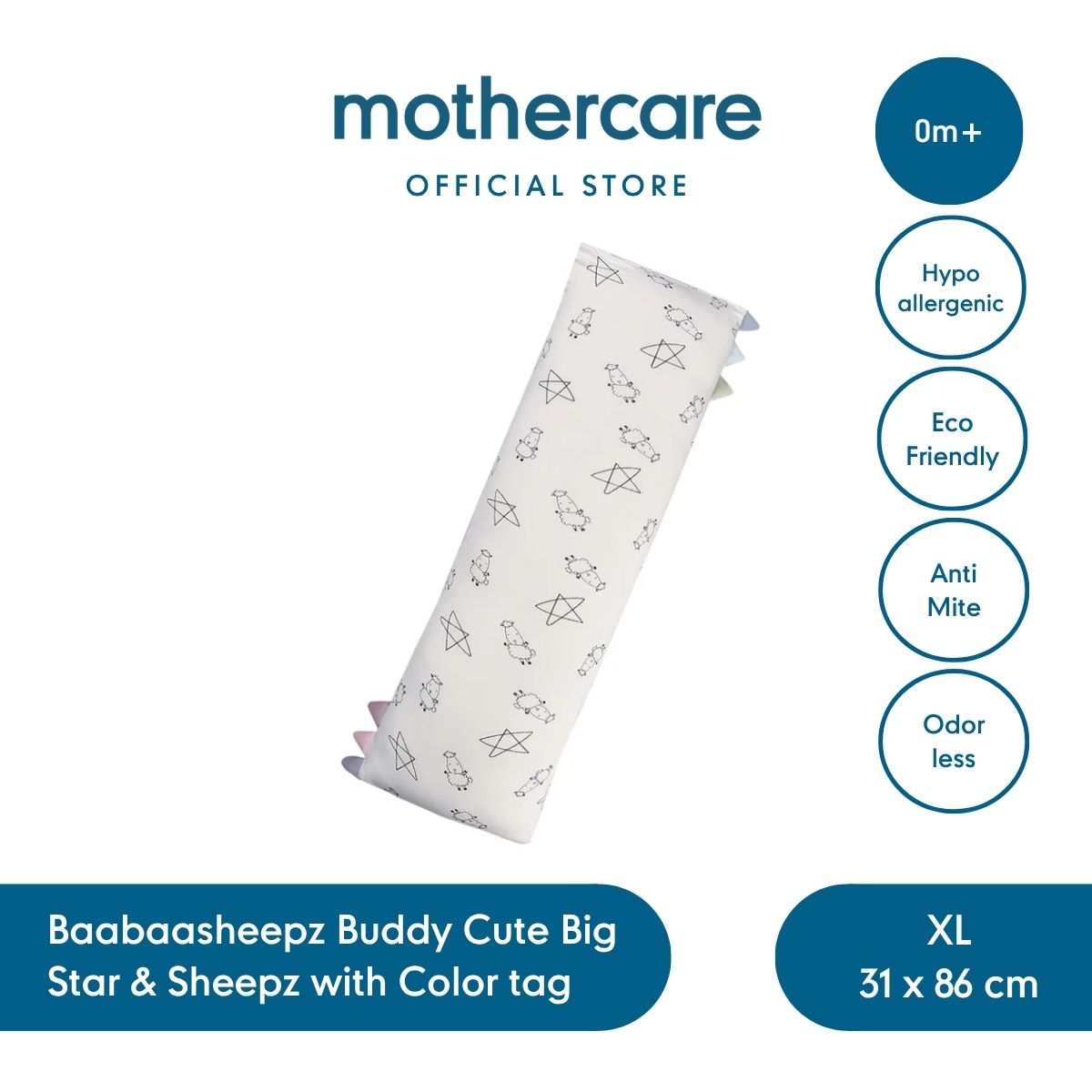 Mothercare Baabaasheepz Buddy Cute Big Star & Sheepz with Color tag XL White - Bantal Bayi