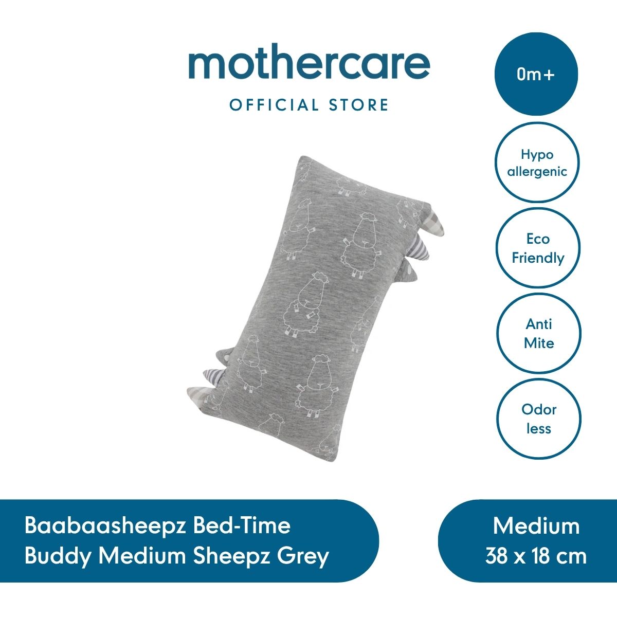 Mothercare Baabaasheepz Bed-Time Buddy Medium Sheepz Grey - Bantal Bayi