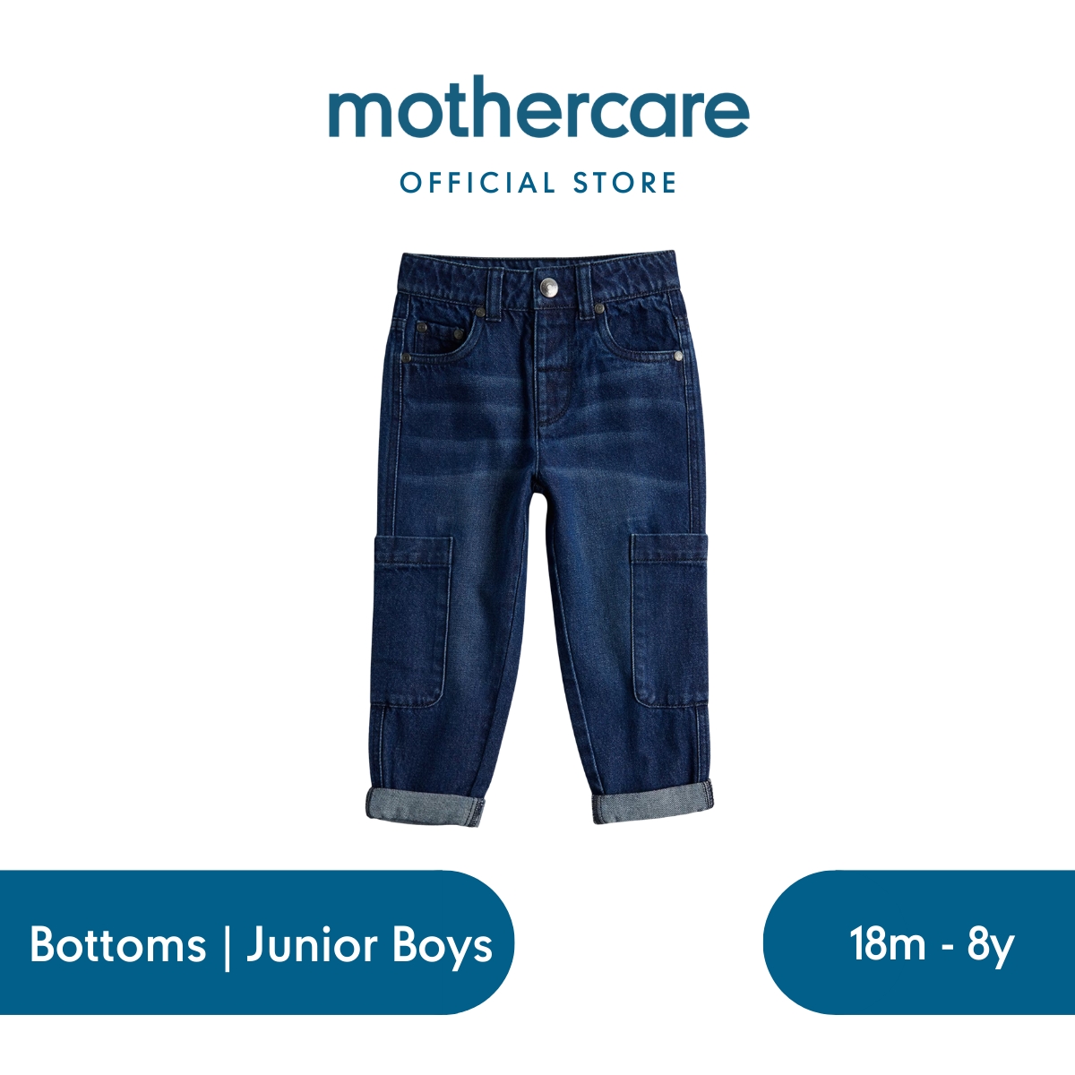 Mothercare Denim Cargo Jeans - Celana Anak Laki-laki (Biru)