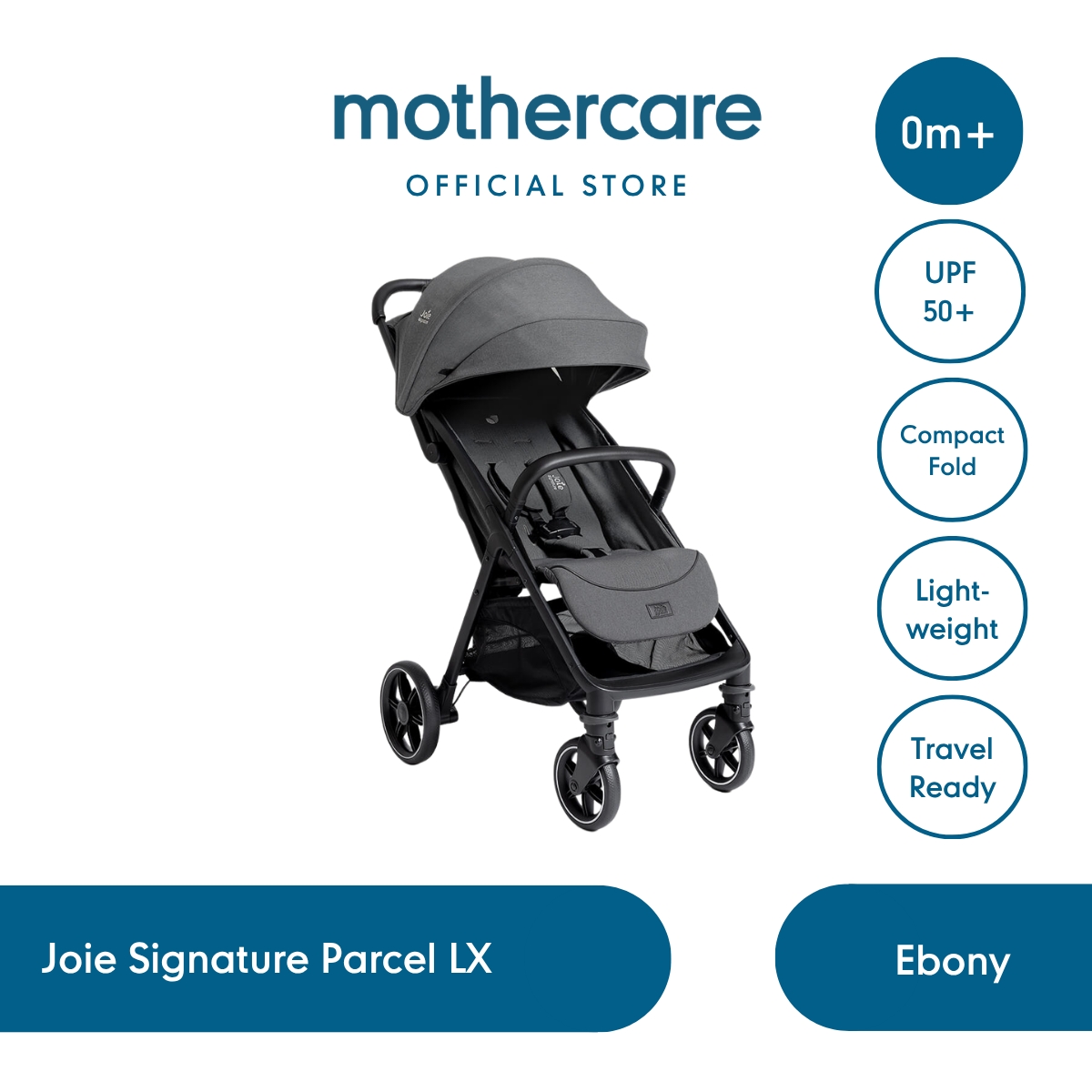 Mothercare Joie Signature Parcel LX Lightweight Stroller Ebony - Kereta Dorong Bayi
