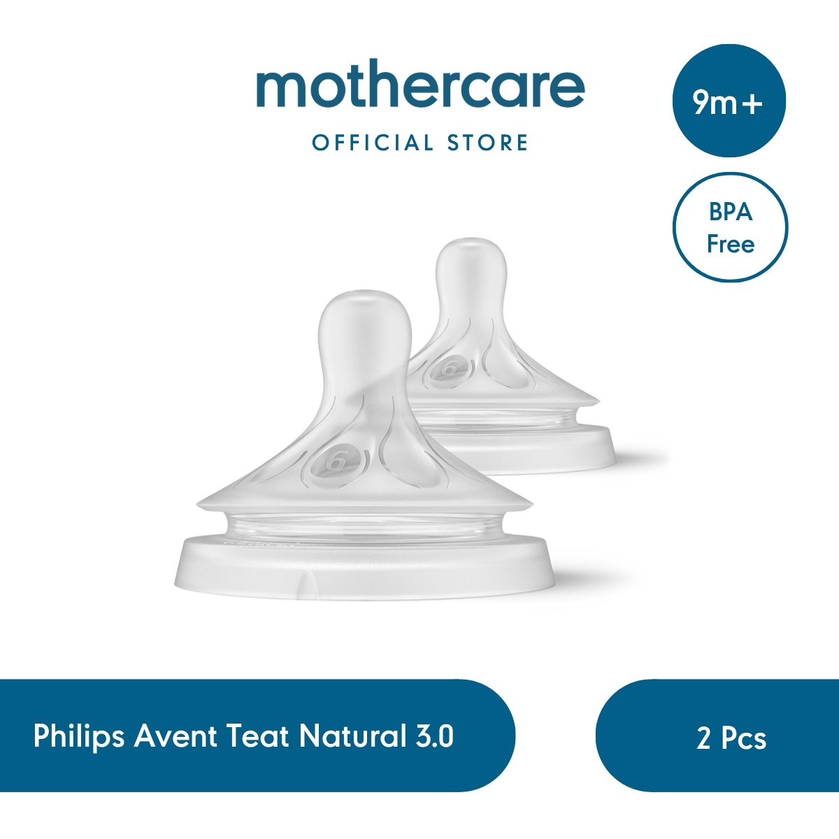 Mothercare Philips Avent Teat Natural 3.0 2Pcs 9Months+ - Dot Botol Bayi | SCY966/12