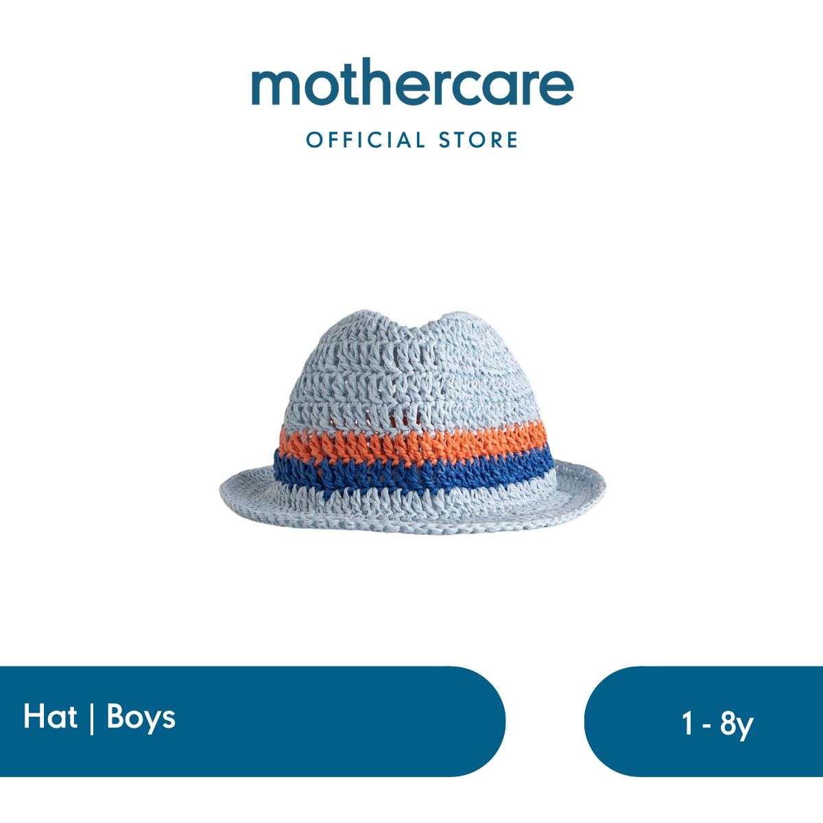 Mothercare Striped Straw Hat - Topi Anak Laki-laki (Abu-abu)