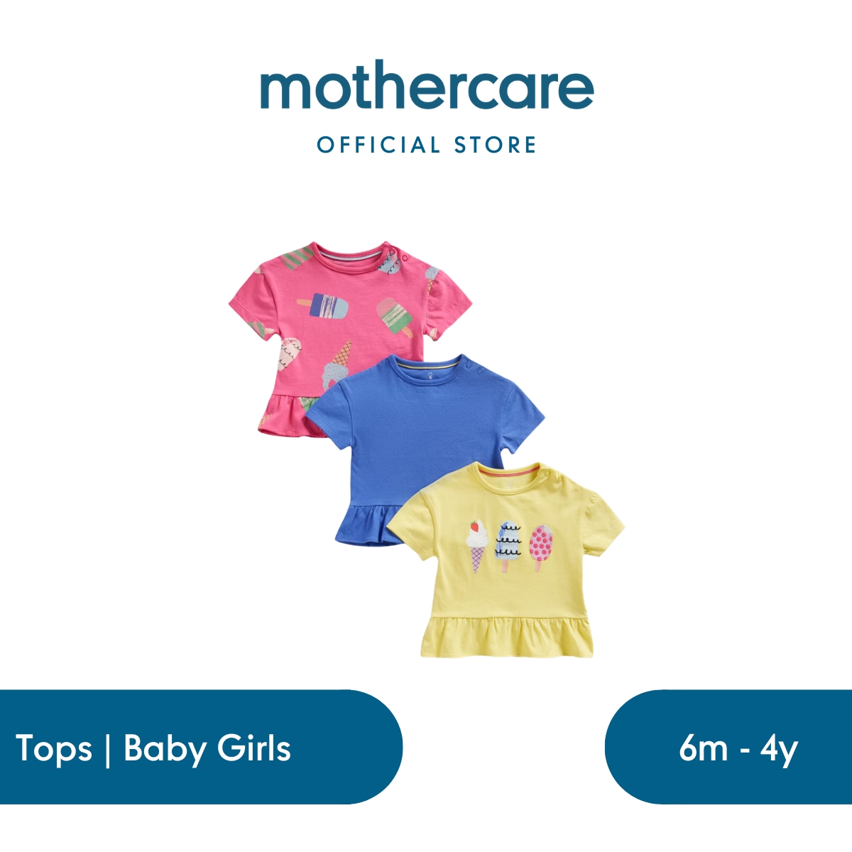 Mothercare 3 Pack Ice Cream T-Shirts - Kaos Bayi Perempuan (Multi)