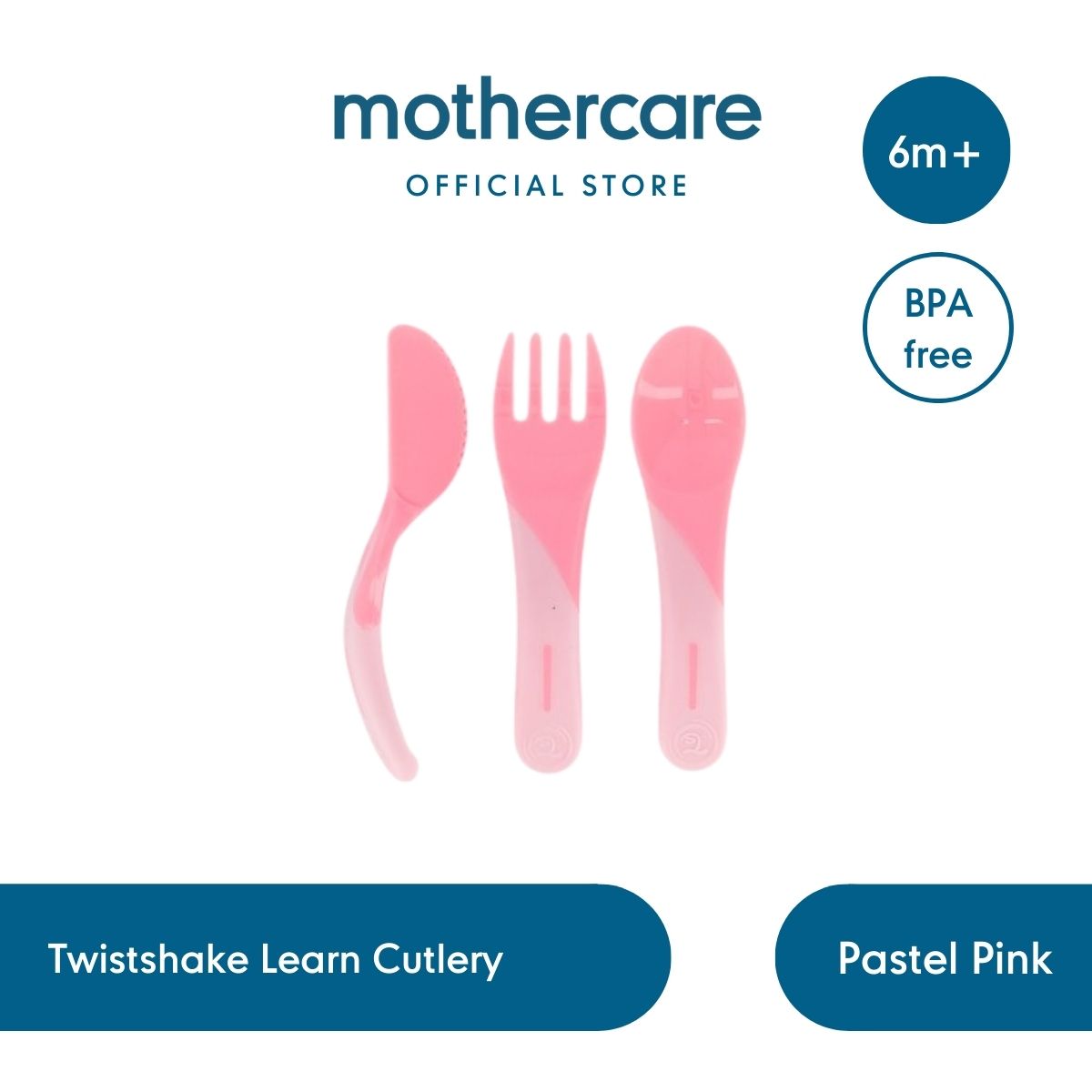 Mothercare Twistshake Learn Cutlery 6+ Months - Set Alat Makan Bayi (Pink)