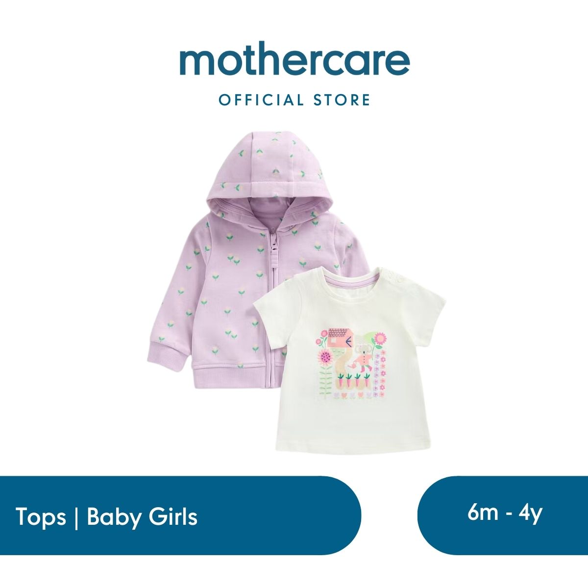 Mothercare T-Shirt and Hoodie Set - Set Jaket Kaos Bayi Perempuan (Ungu)