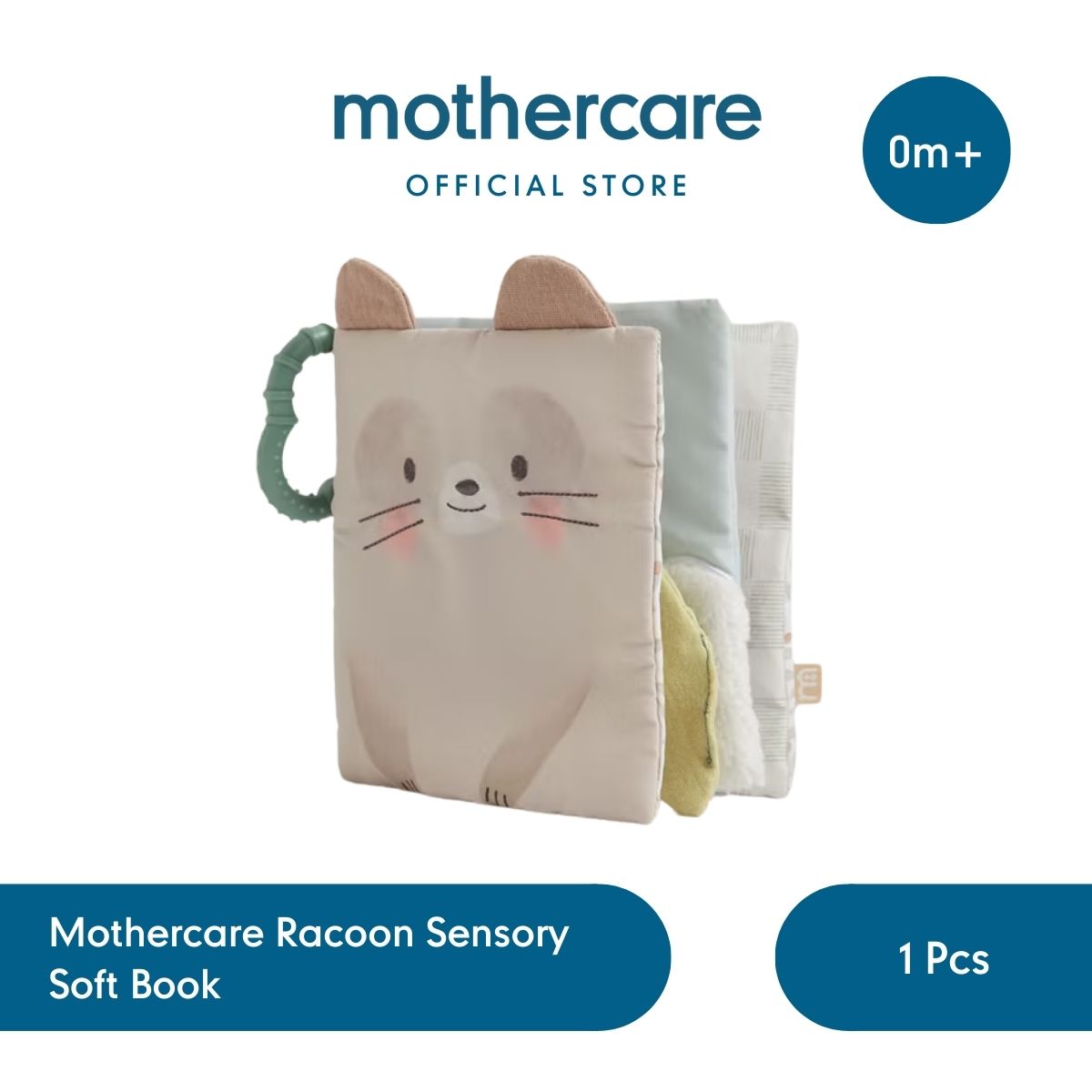 Mothercare Sensory Soft Book Racoon - Mainan Edukasi Buku Bayi