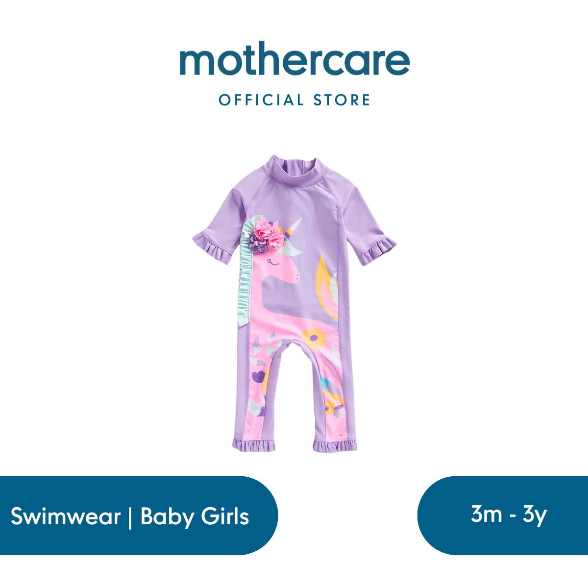 Mothercare Party Horse Sunsafe UPF50+ Suit - Baju Renang Bayi Perempuan (Ungu)