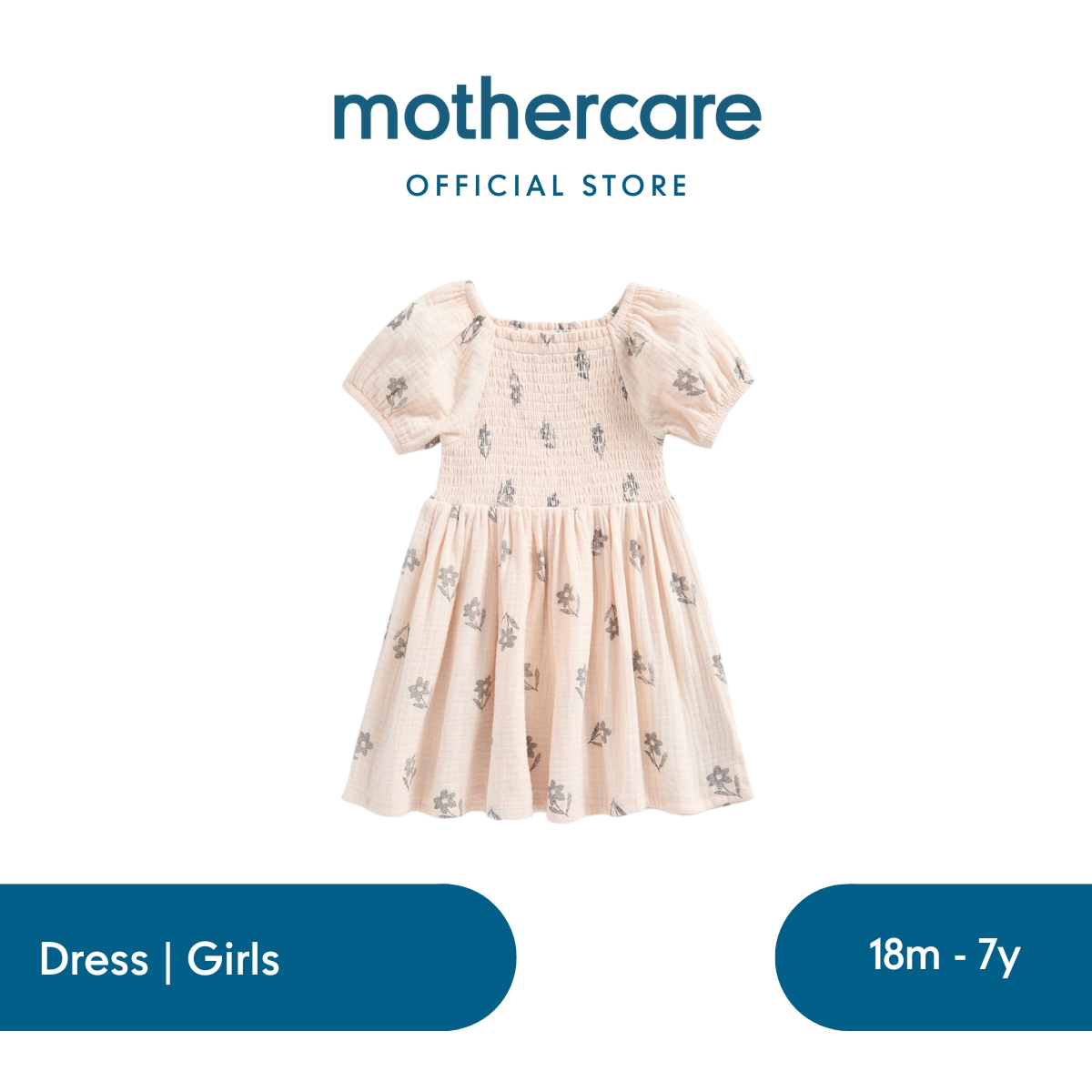 Mothercare Floral Dress - Dress Anak Perempuan (Krem)