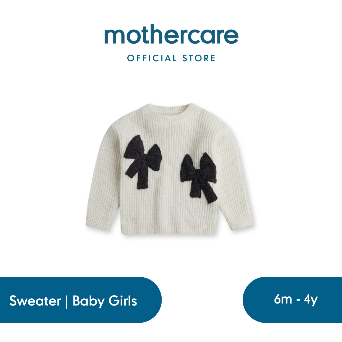 Mothercare Knitted Bow Jumper - Sweater Bayi Perempuan (Krem)