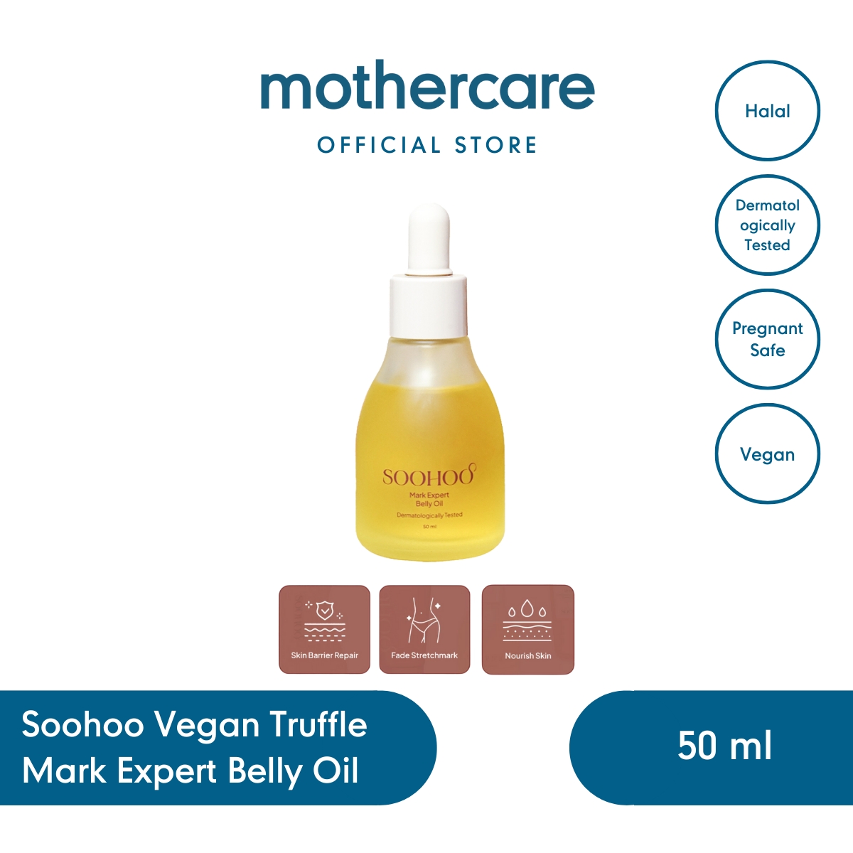 Mothercare Soohoo Vegan Truffle Mark Expert Belly Oil - Minyak Penghilang Stretch Mark Ibu Hamil dan