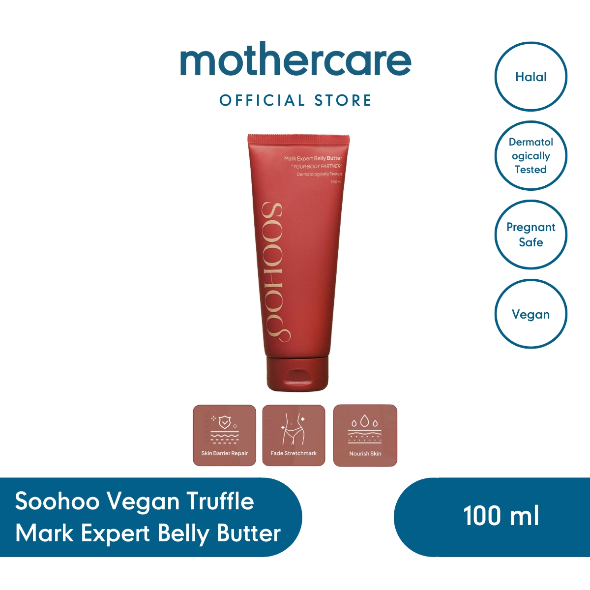 Mothercare Soohoo Vegan Truffle Mark Expert Belly Butter - Krim Penghilang Stretchmark Ibu Hamil dan