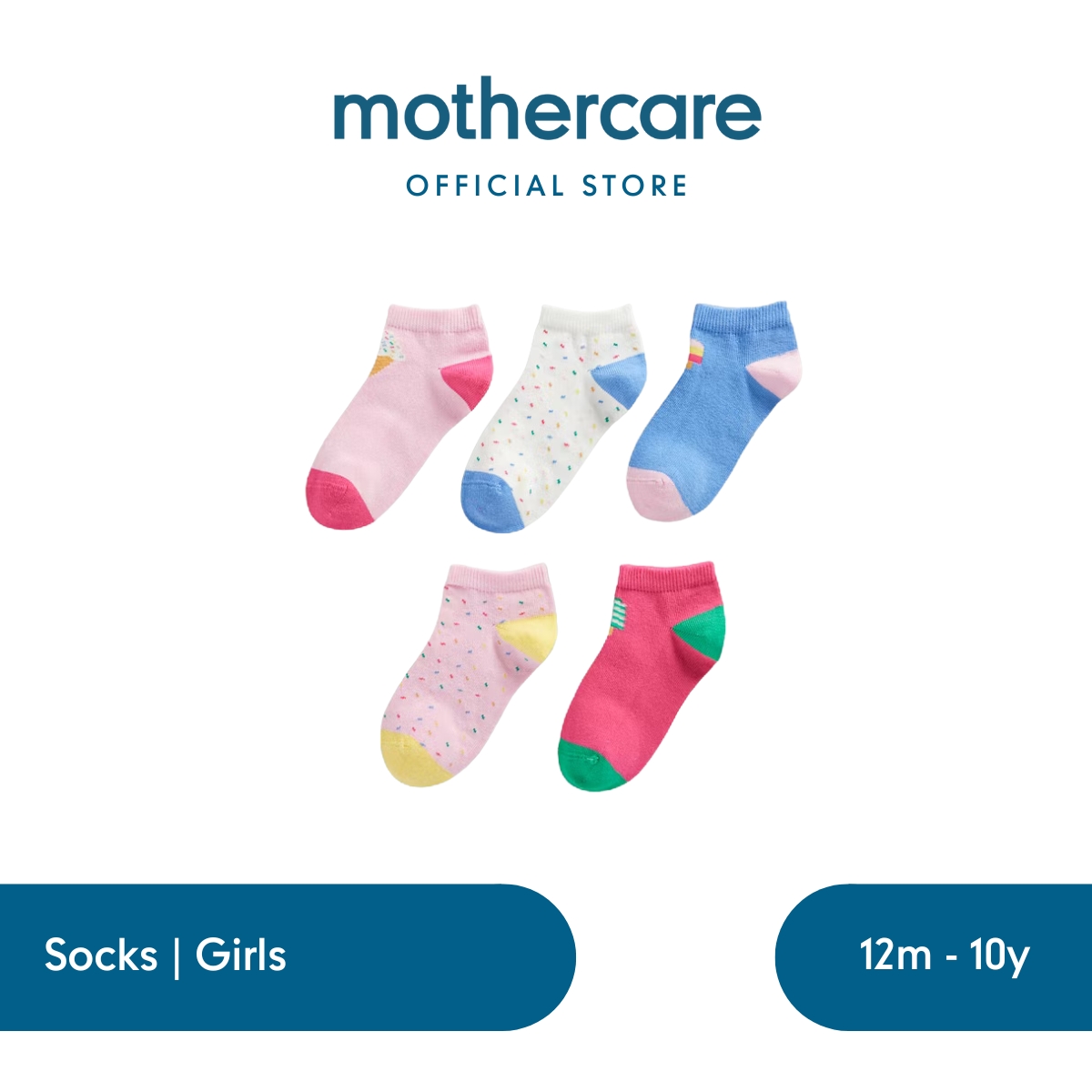 Mothercare Ice Cream Socks - 5 Pack - Kaos Kaki Anak Perempuan (Multi)