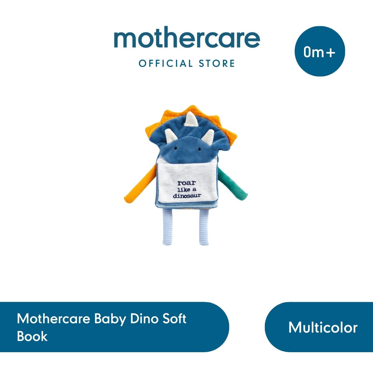 Mothercare Baby Dino Soft Book - Buku Edukasi Bayi (Biru)