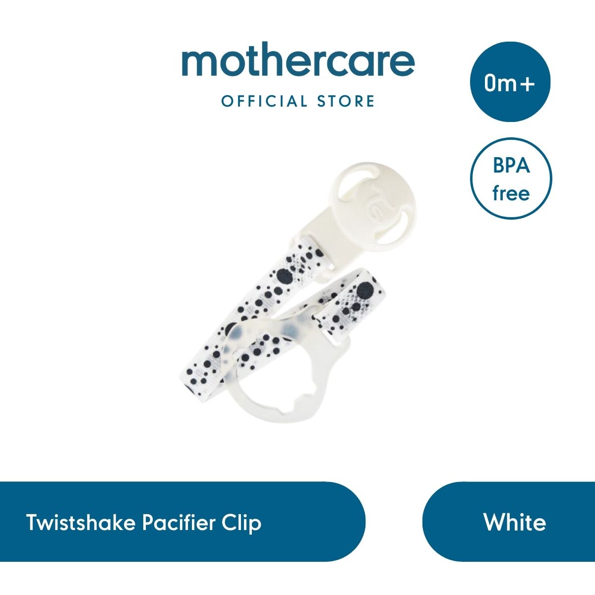 Mothercare Twistshake Pacifier Clip White - Klip Empeng Bayi Putih (Mothercare)