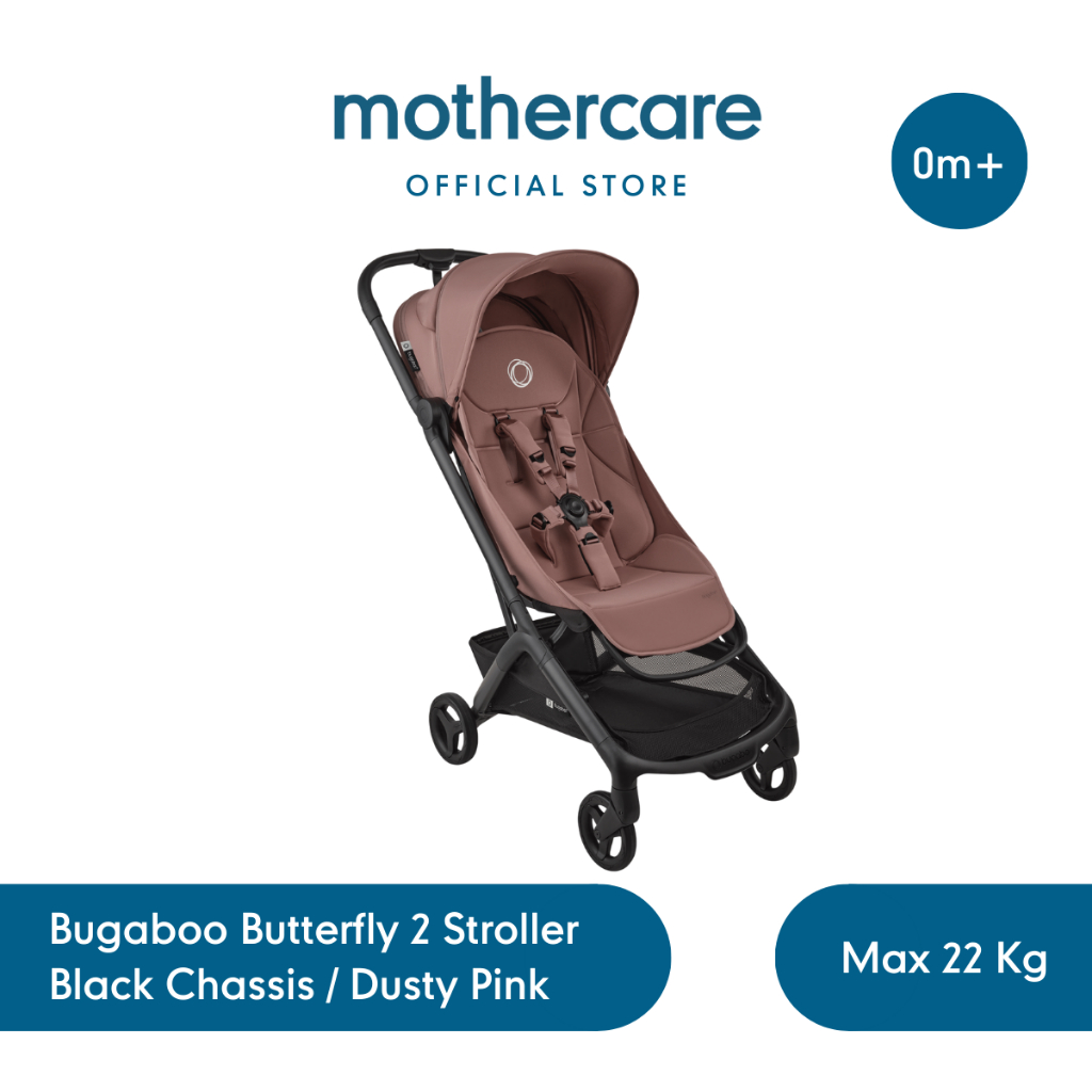 Mothercare Bugaboo Butterfly 2 Stroller Black Chassis / Dusty Pink - Kereta Dorong Bayi